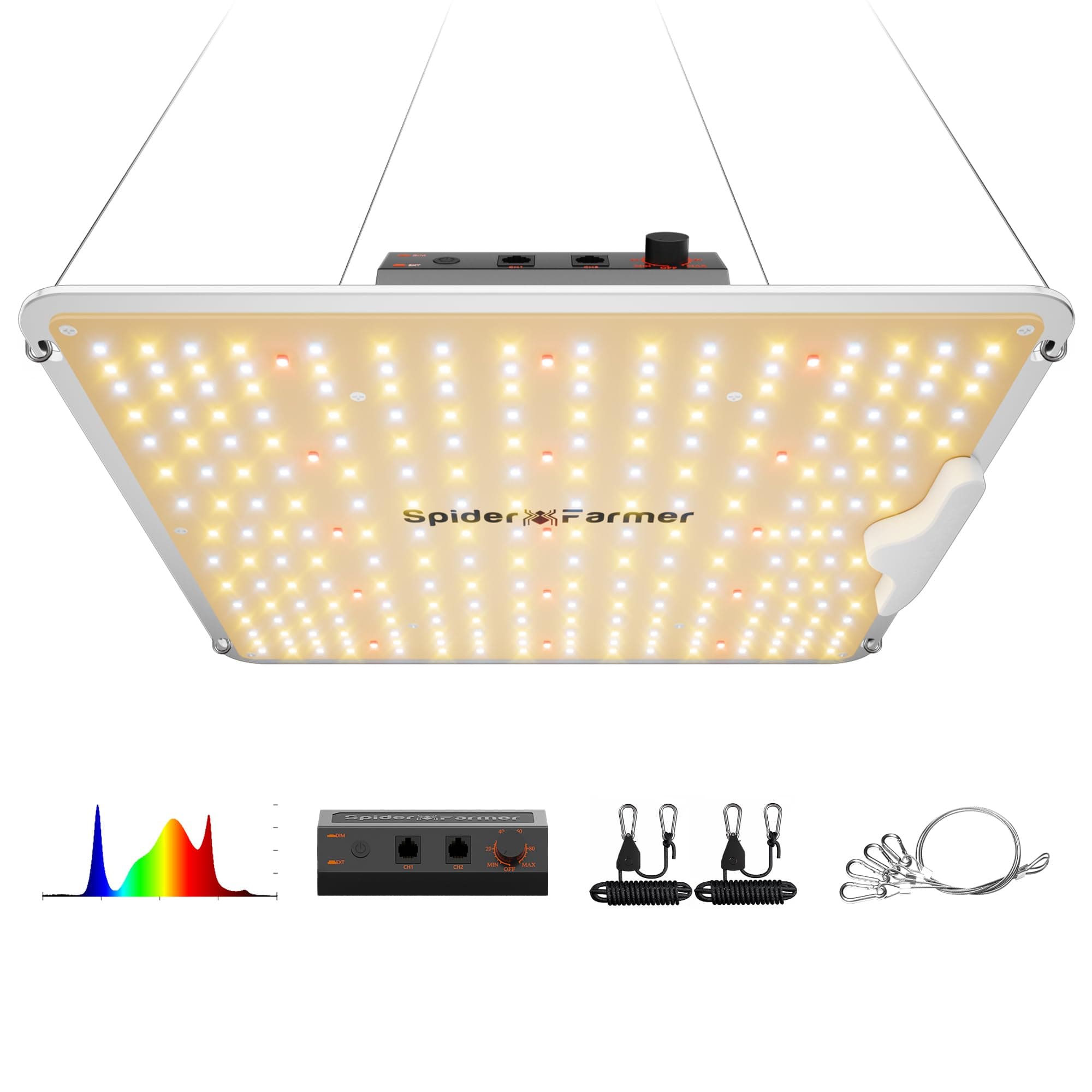 Spider Farmer SF1000 100W LED Grow Light for Indoor Plants, Upgraded High Efficiency LEDs, Dimmable Full Spectrum High PPFD, Deep Penetration for Seed Starting/Vegetables/Bloom in 2x2/3x3 Grow Tent