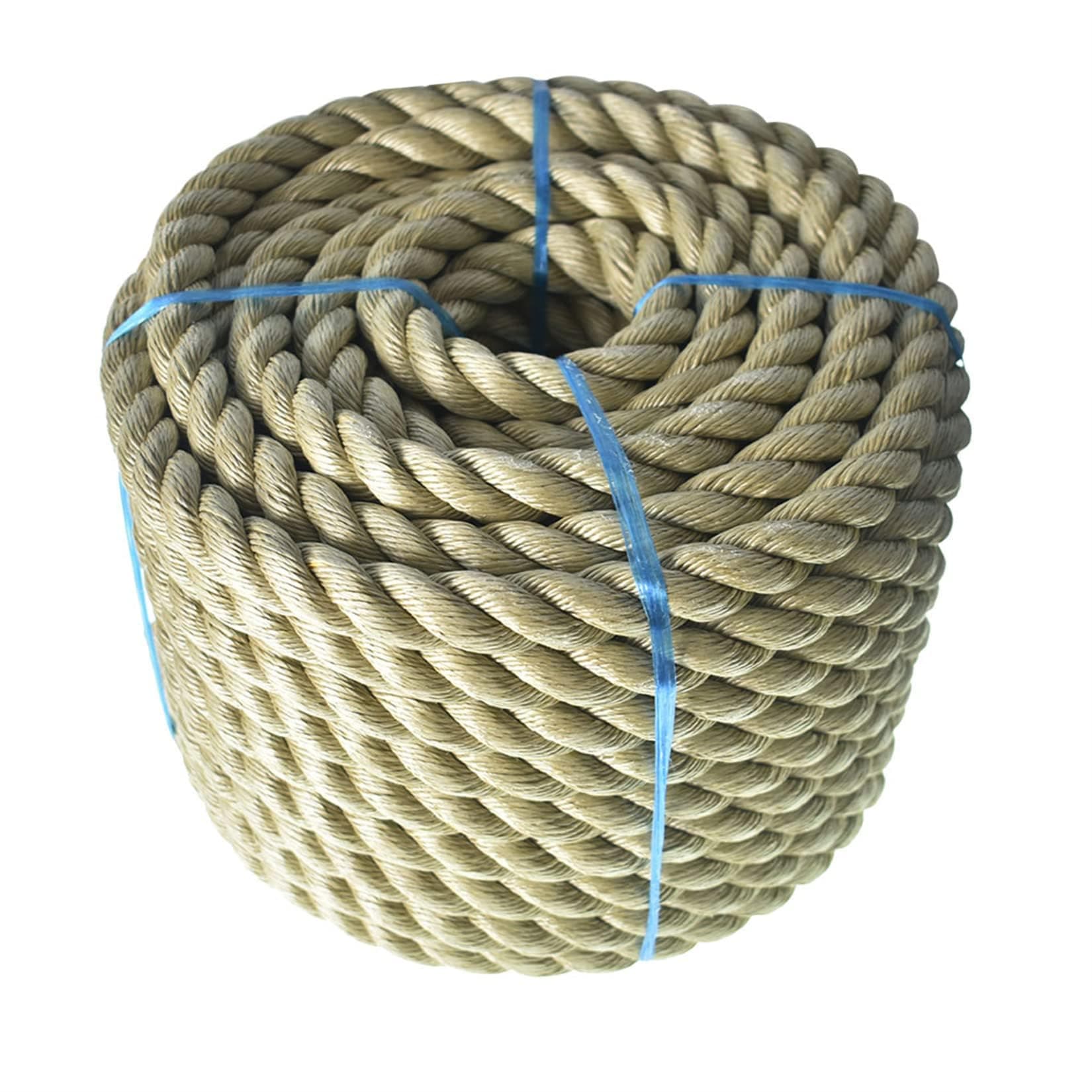 3/4 inch 1 inch Diameter Twisted Manila Rope, Twisted 3 Strand, Polypropylene Rope for Indoor Outdoor Use for Landscaping, Tug of War, Projects and Tie Downs