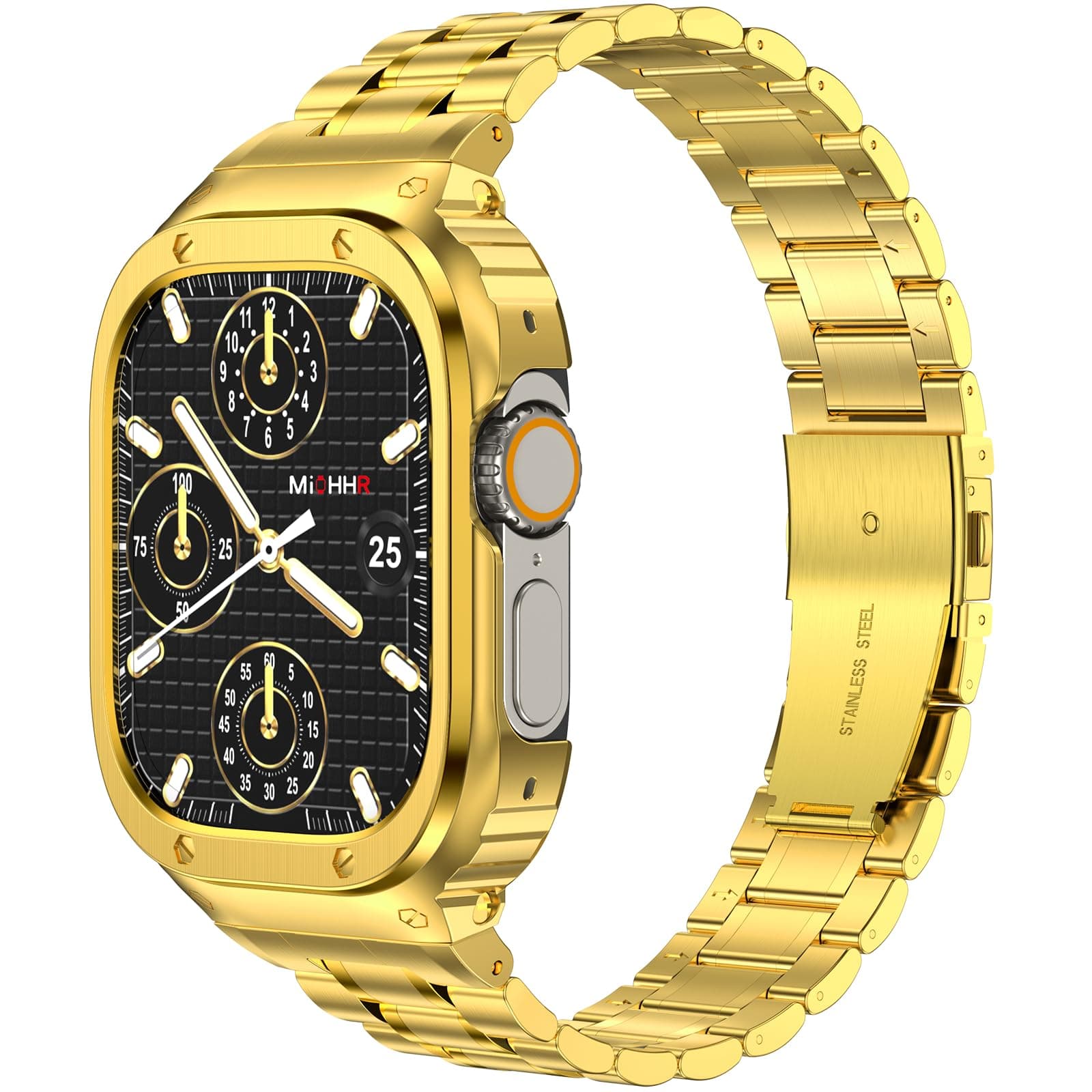 MioHHR Stainless Steel Band with Case for Apple Watch Bands Series 11/10