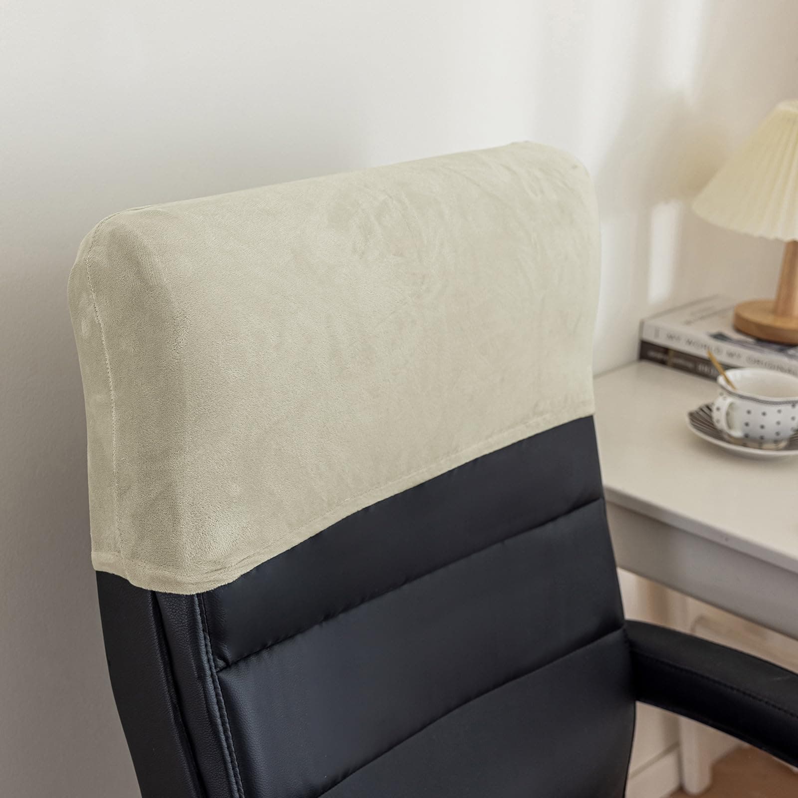 EFELIM Velvet Office Chair Headrest Cover for Computer Desk Chair Headrest Slipcover Headrest Protector Dust Headrest Slipcover (Ash,1 Pack)