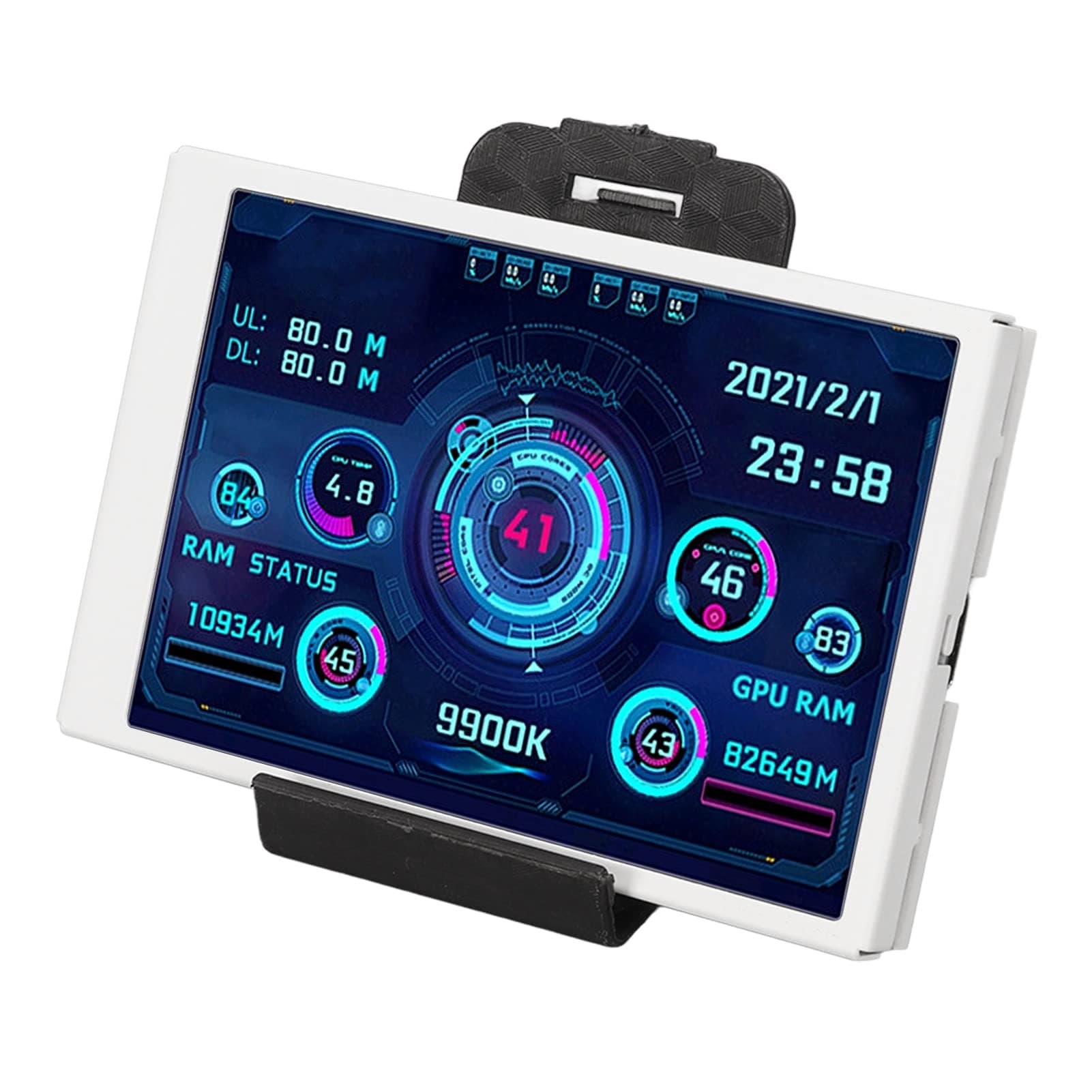 Computer Temp Monitor, 3.5in PC Sensor Panel Display Mini Screen for Office (White)