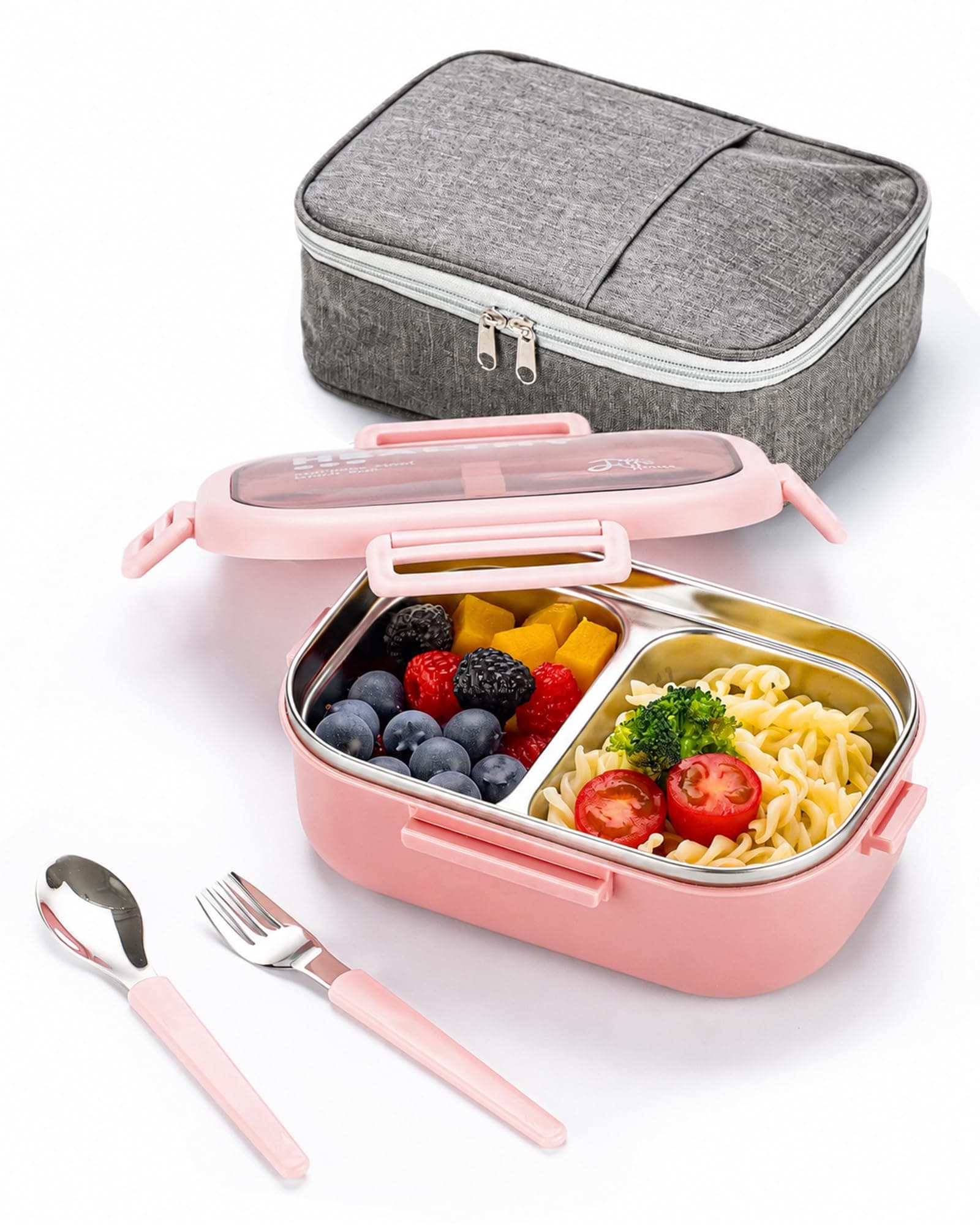 Lille Home 28oz Stainless Steel Leakproof 2-Compartment Bento Lunch Box
