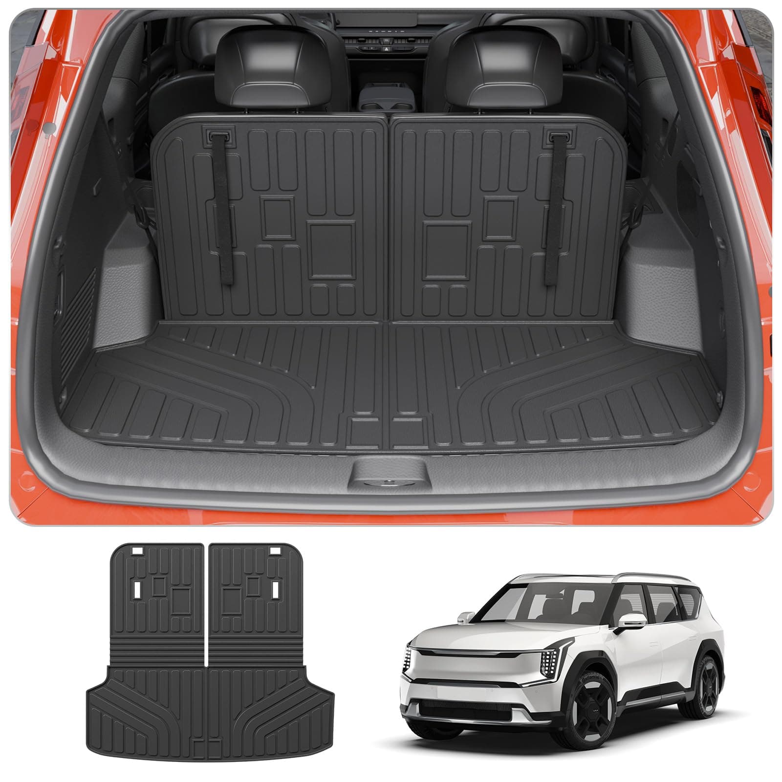 Thinzyou Trunk Mat with Backrest Mat for 2024 2025 2026 Kia EV9 6&7 Seats