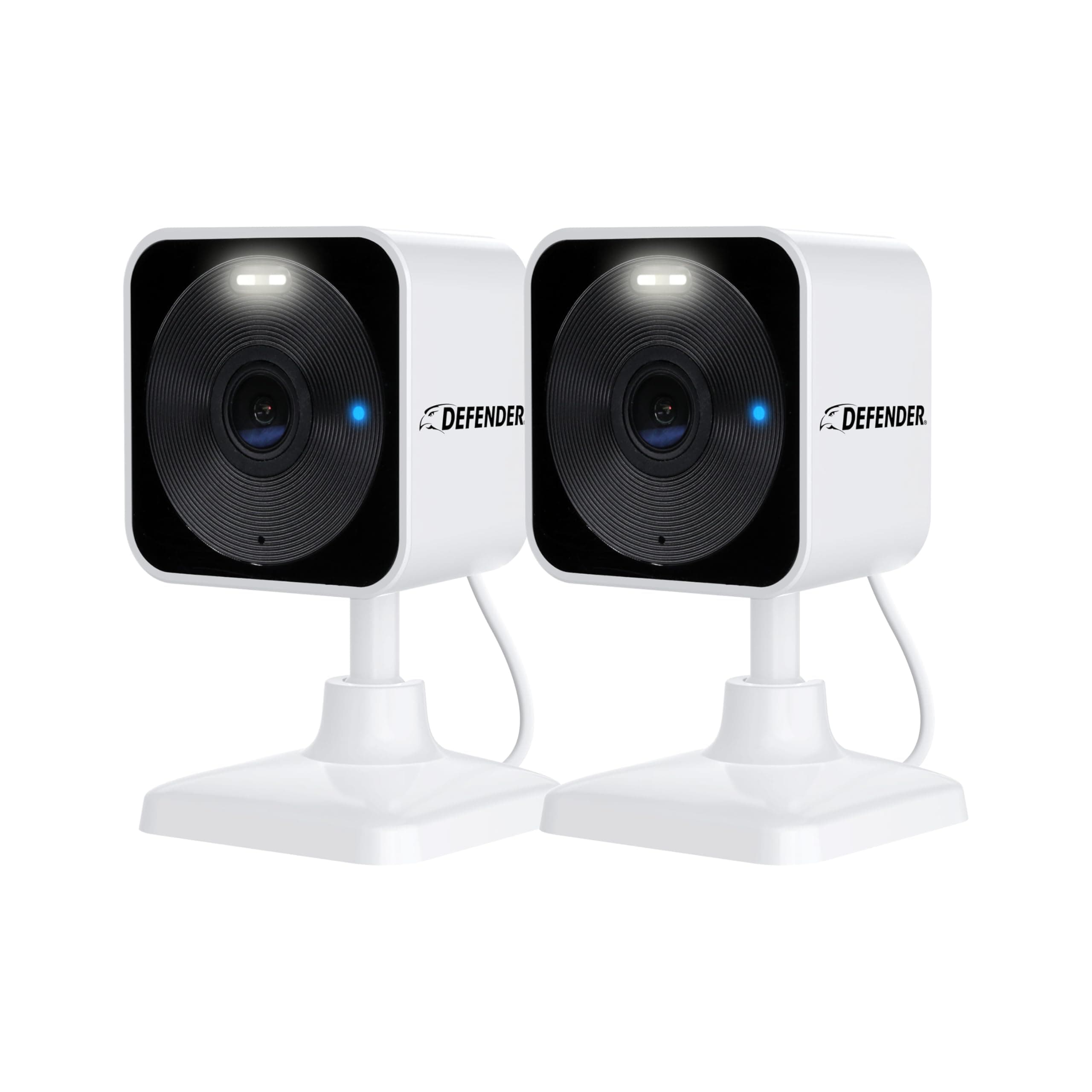 Defender GO 2K AI Powered WiFi Indoor/Outdoor Home, Business, Pet, Baby Security Camera, AI Detection, Dual Band, Spotlight/Siren, Color Night Vision, 2-Way Talk, Works with ClearVu App, 2 Pack