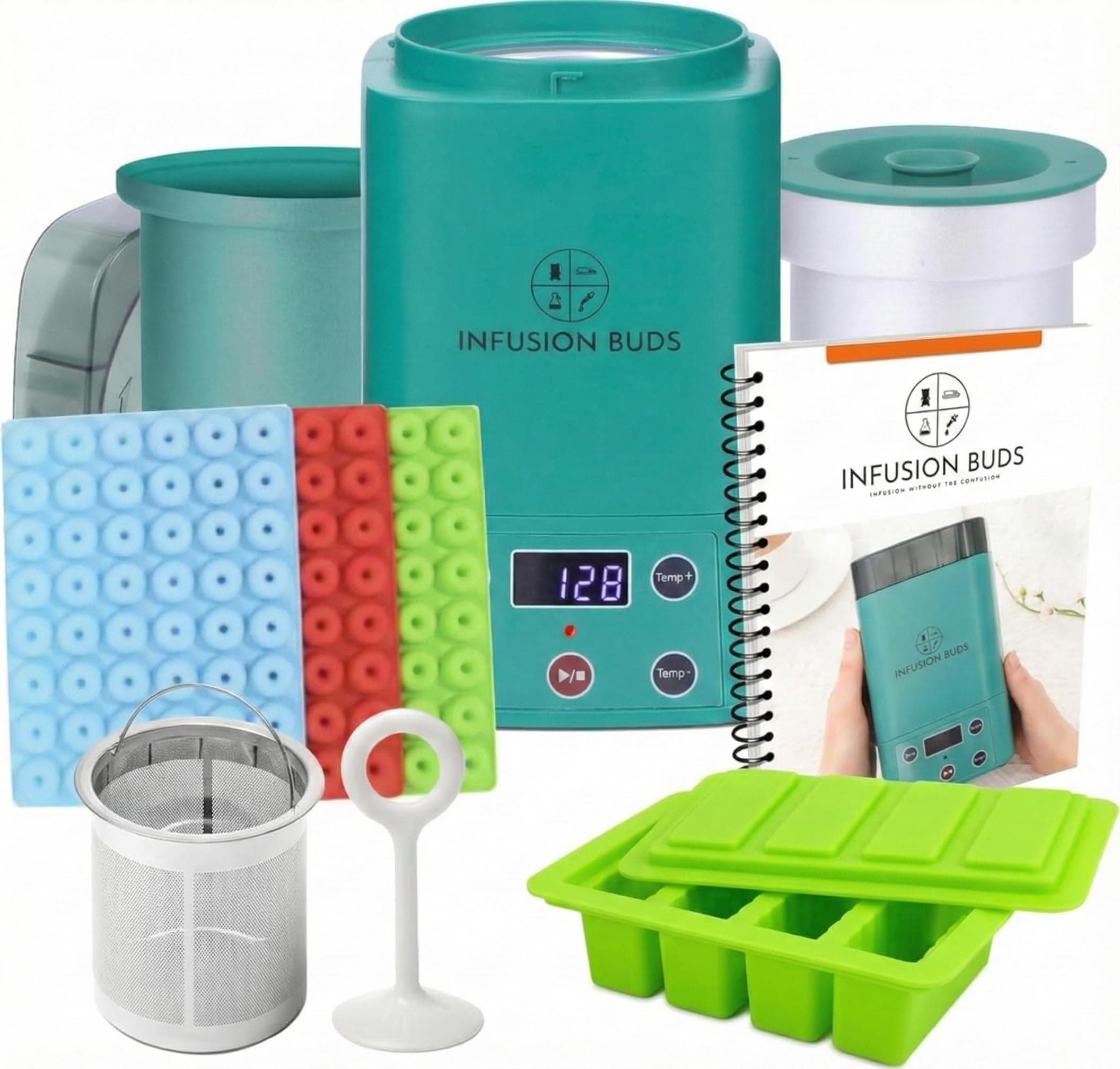 2-in-1 Magical Infuser Machine, Herb Decarboxylator & Gummy Maker. Butter Maker Machine for Creating Infused Butter, Gummies, Herbal Oil & More. Recipe Book & All Accessories