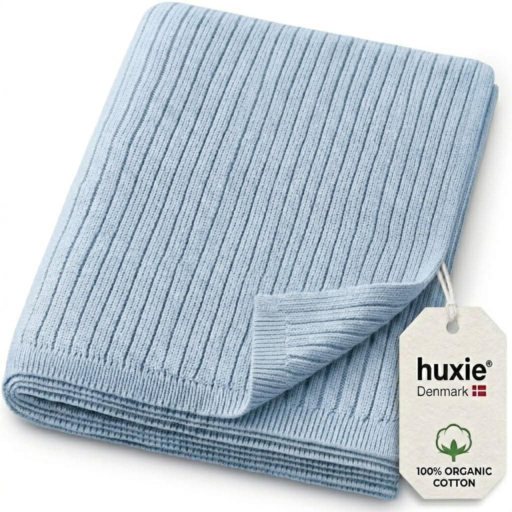 Huxie Receiving Blankets, 100% Organic Cotton Knit, Newborn Baby Swaddle