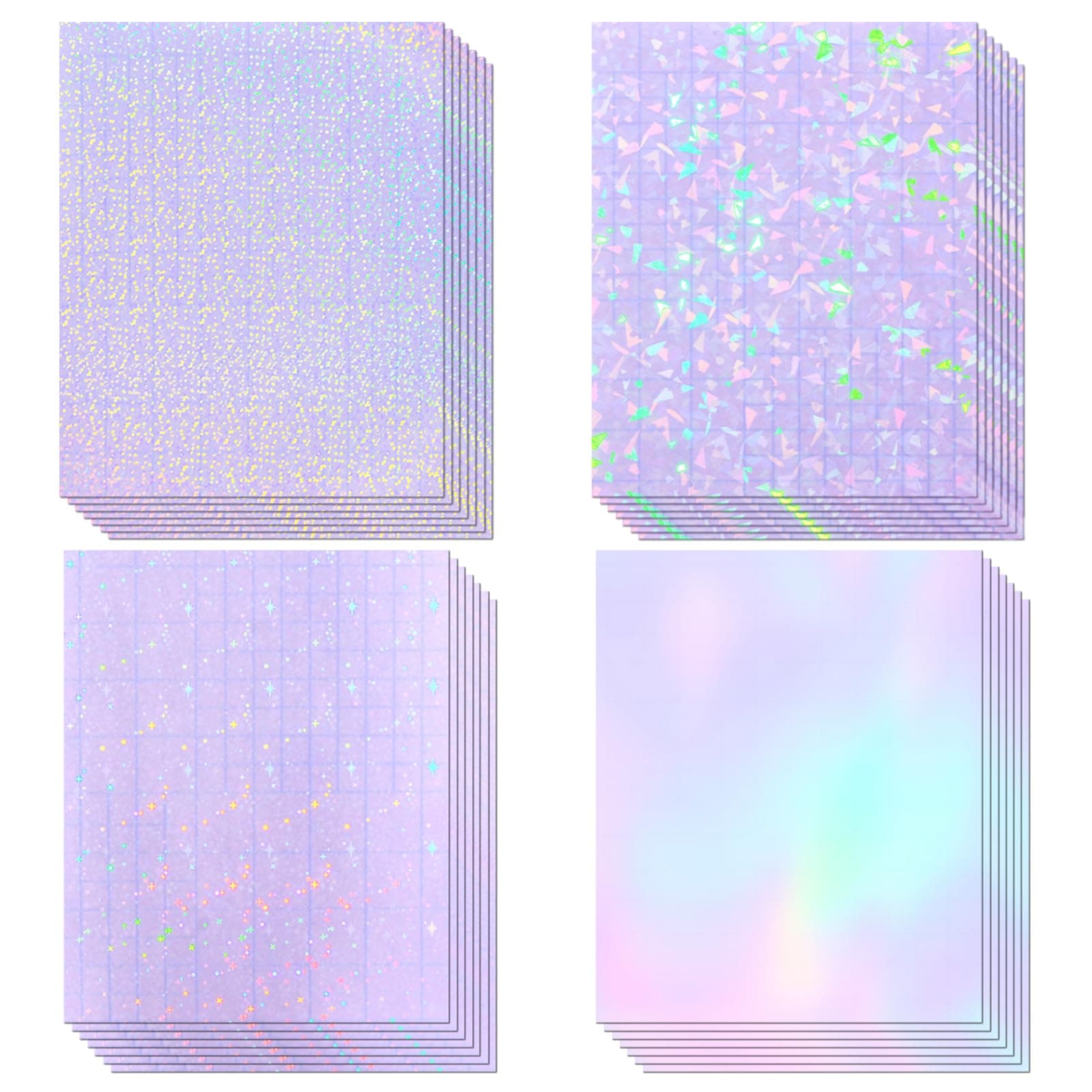36 Sheets Holographic Laminate Sheets Clear Self Adhesive Sticker Paper