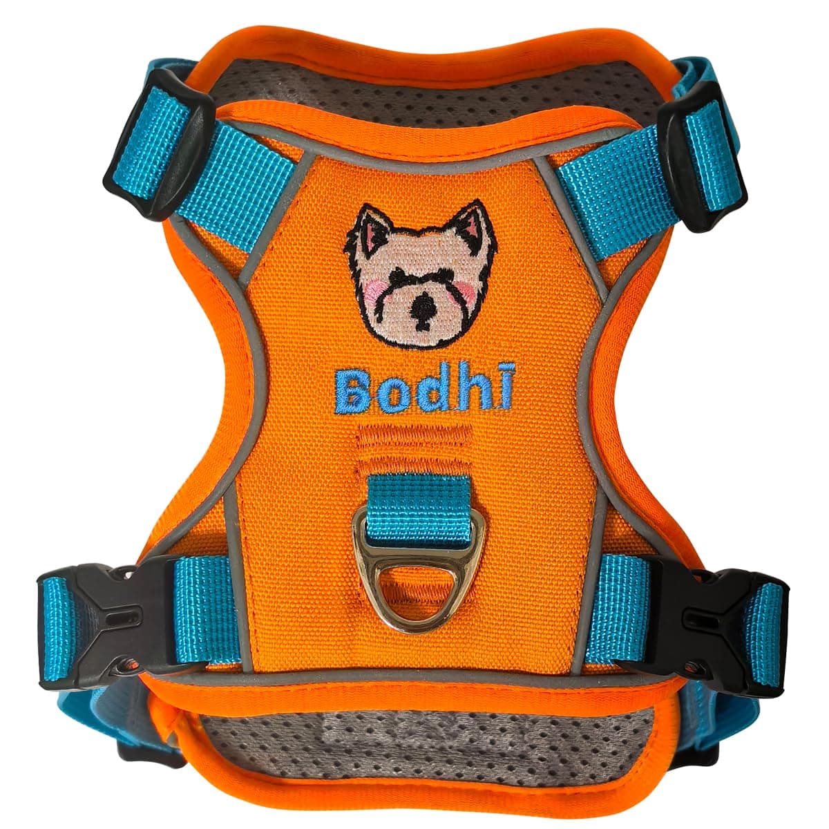 Embroidered Custom No Pull Dog Harness with Name and Phone Number, Heavy Duty Personalized Pet Vest to Prevent Tugging, Pulling, or Choking, Training and Walking (Orange Color, XL(83-120Lb))