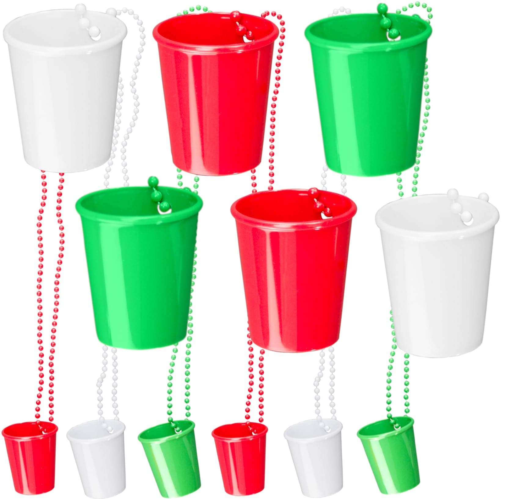 Iconikal Christmas Shot Glass on Beaded Necklace 12-Pack Colors