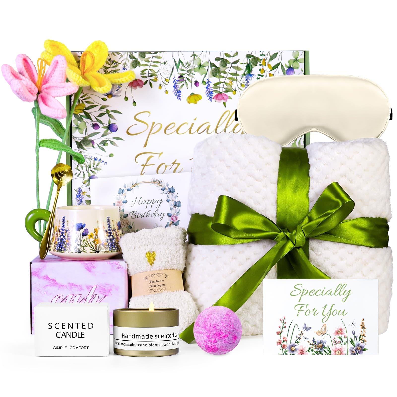 Birthday Gifts Basket for Women, Get Well Soon Package, Blanket Self Care Gifts,Relaxing Care Package,Happy Birthday Gifts for Her, Mom, Sister, Wife, Girlfriend, Friendship (11)