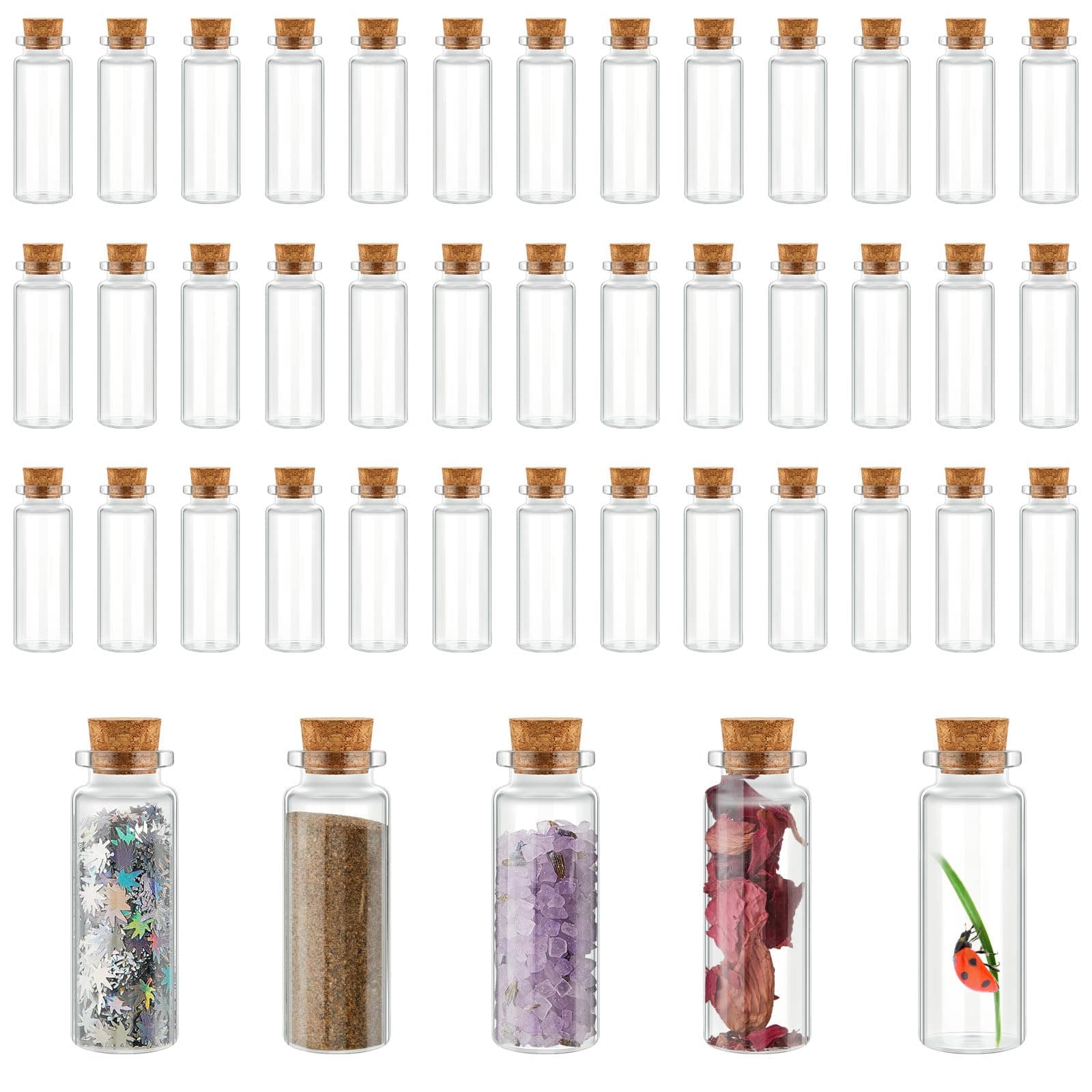 Bokon 200 Pack Mini Glass Jars with Lids 10 ml Small Glass Bottles for Crafts DIY Wedding Graduation Party Favors Message Storage Containers Bulk Tiny Vials for Gifts Decorations and Keepsake Use