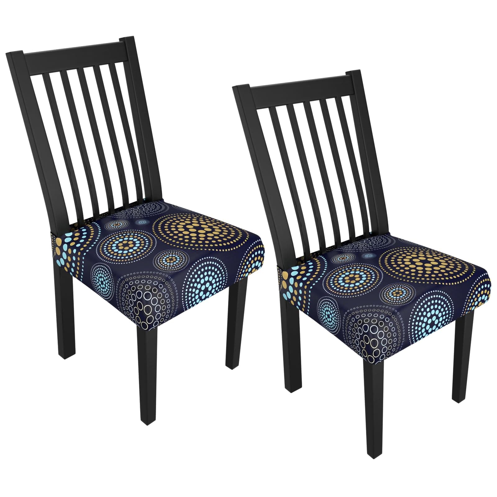 Gdmhy Stretch Dining Chair Seat Covers Set of 2,Dining Chair Slipcovers, Floral Printed Chair Covers,Soft Fabric Washable Upholstered Chair Seat Protector, No Rear Covers for Home Kitchen Dining Room