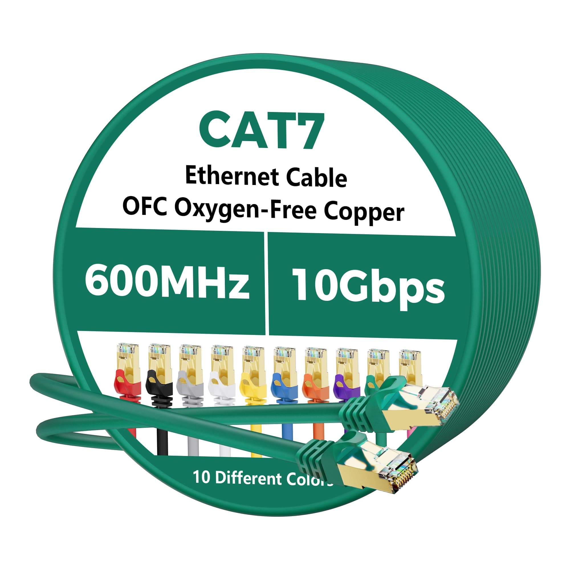 Cat 7 Ethernet Cable 50 FT, 10Gbps Internet Cord, SFTP Shielded, 26AWG OFC