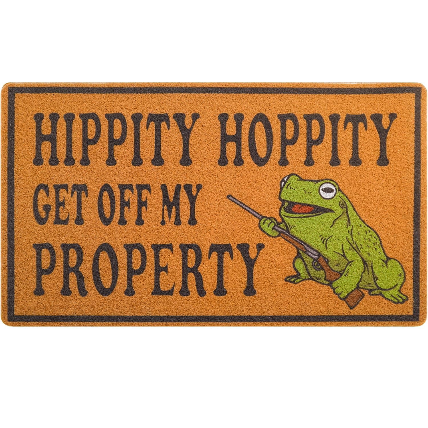 Funny Door Mat for Front Door, Frog Coir Doormat for Outside Entrance Hippity Hoppity Get of My Property Welcome mats 30x17 inch with Anti-Slip Rubber Backing,Perfect Home Decor for Porch