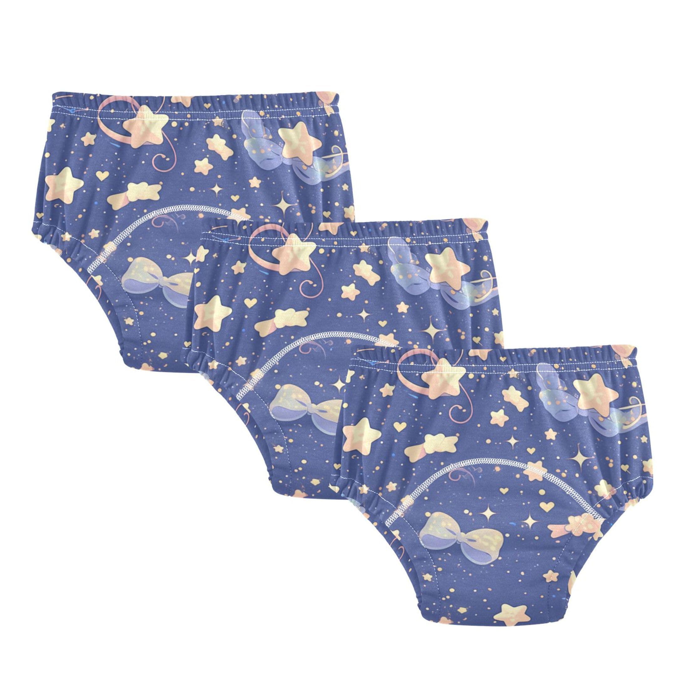 Foiosoh Baby Infant 3 Packs Potty Training Toilet Pants Soft Cotton Bed Wetting Underpants for Boys Girls Cute Cartoon Stars Blue Purple