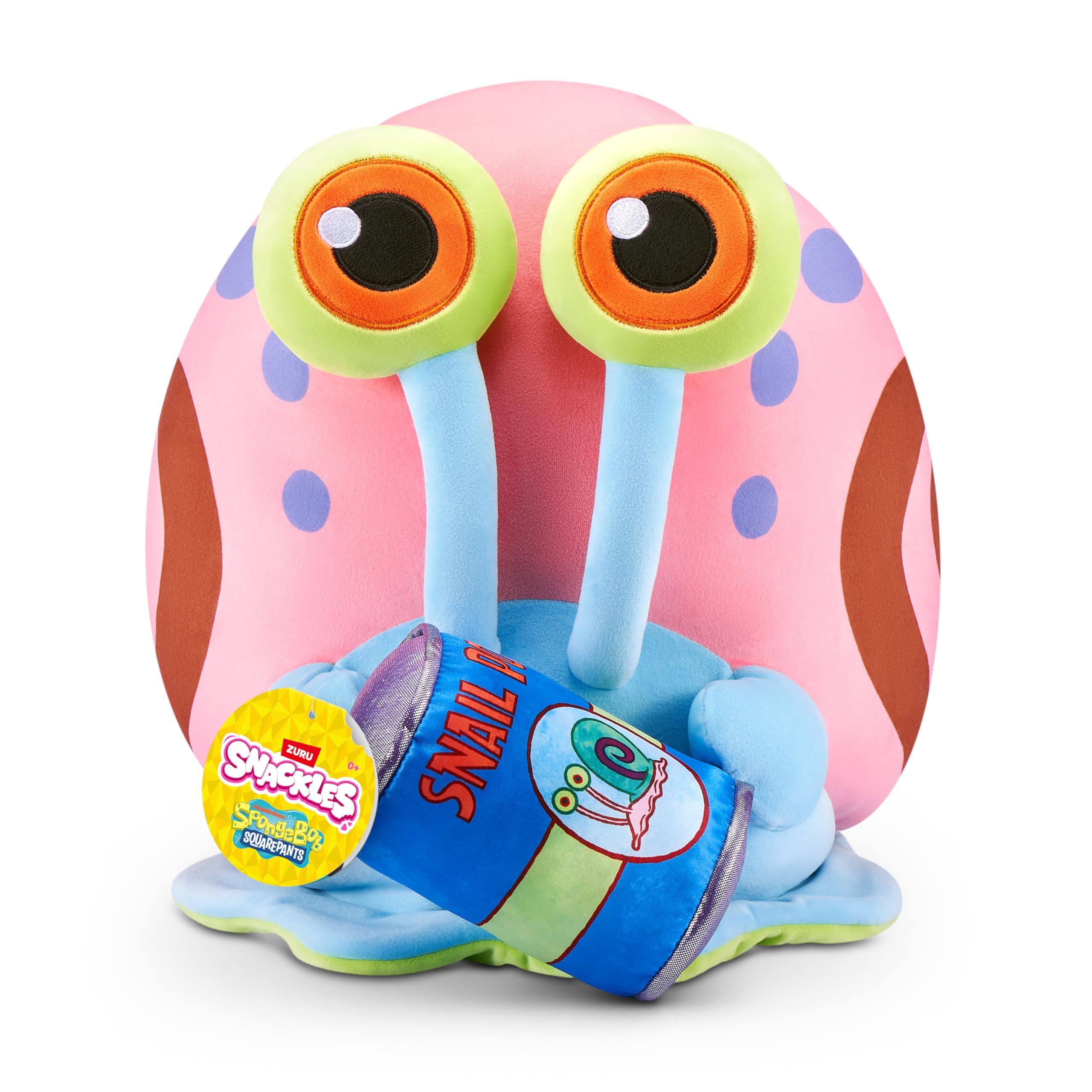 Snackles Licensed Character Spongebob Squarepants 14-inch Plush (Gary THE Snail) by ZURU, Plush with Snack Accessory