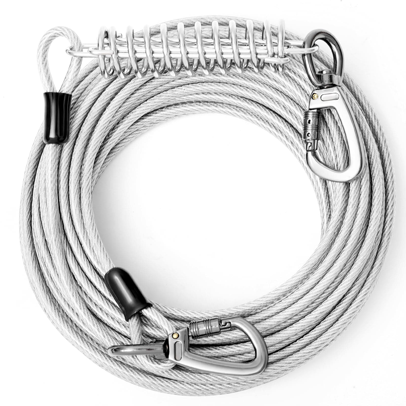 VST Dog Leads for Yard 30FT-Heavy Duty Dog Tie Out Cable with Shock Absorbing Spring & Swivel Hook,Dog Line for Outside,600LBS Break Strength,Dog Leash Cable for Small Large Dogs