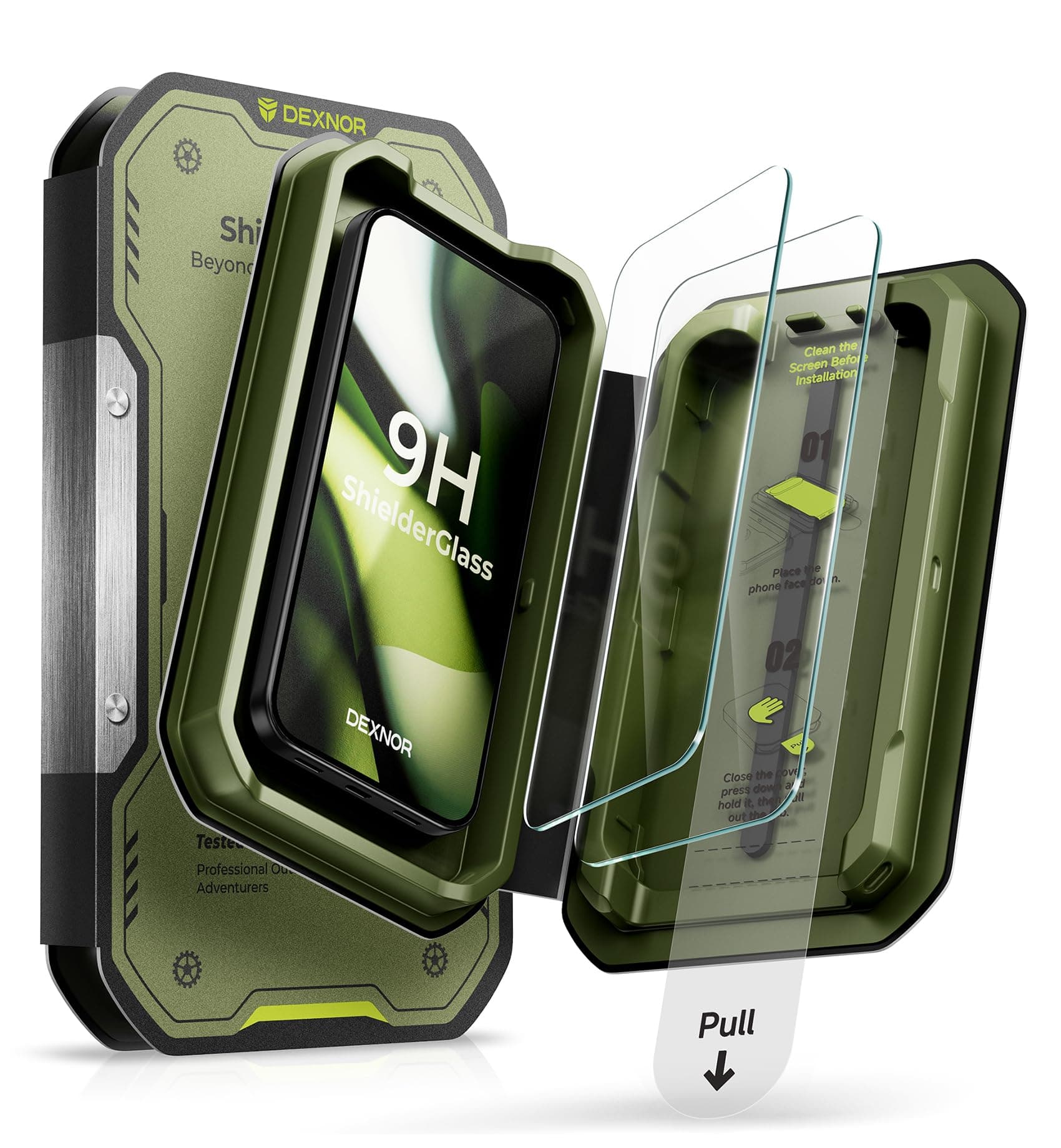 DEXNOR 2-Pack Adventure-grade ShielderGlass for Google Pixel 11 Pro/11/10 Pro/10 Screen Protector, HD Clear Reinforced 9H Tempered Glass Film with Bubble-free Easy Installation Tray
