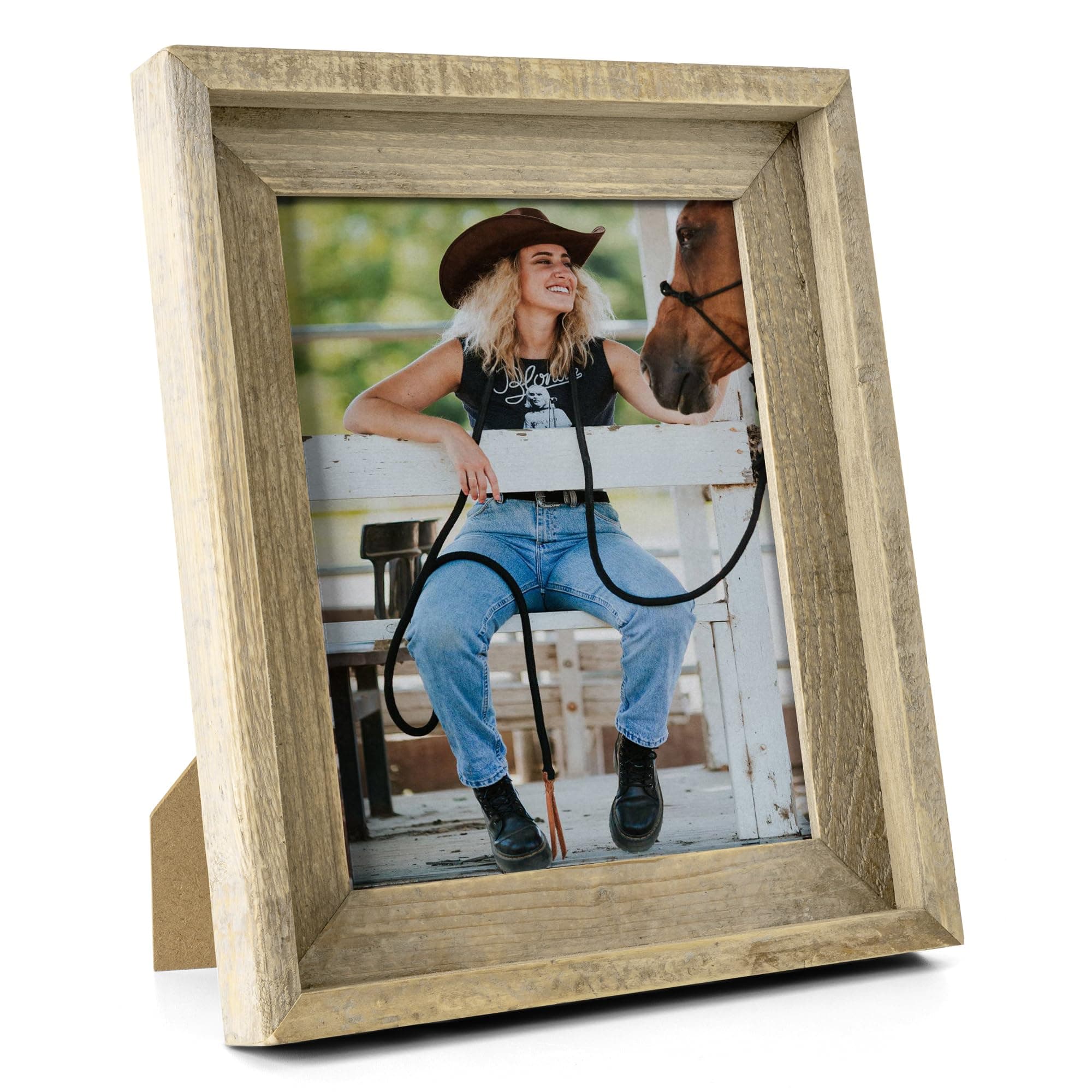 Rustic 8x10 Picture Frame, Reclaimed Barnwood Photo Frame with Tempered Glass, Distressed Finish, Perfect for Family Galleries. Can be Mounted Horizontally or Vertically, or Used as a Tabletop Display