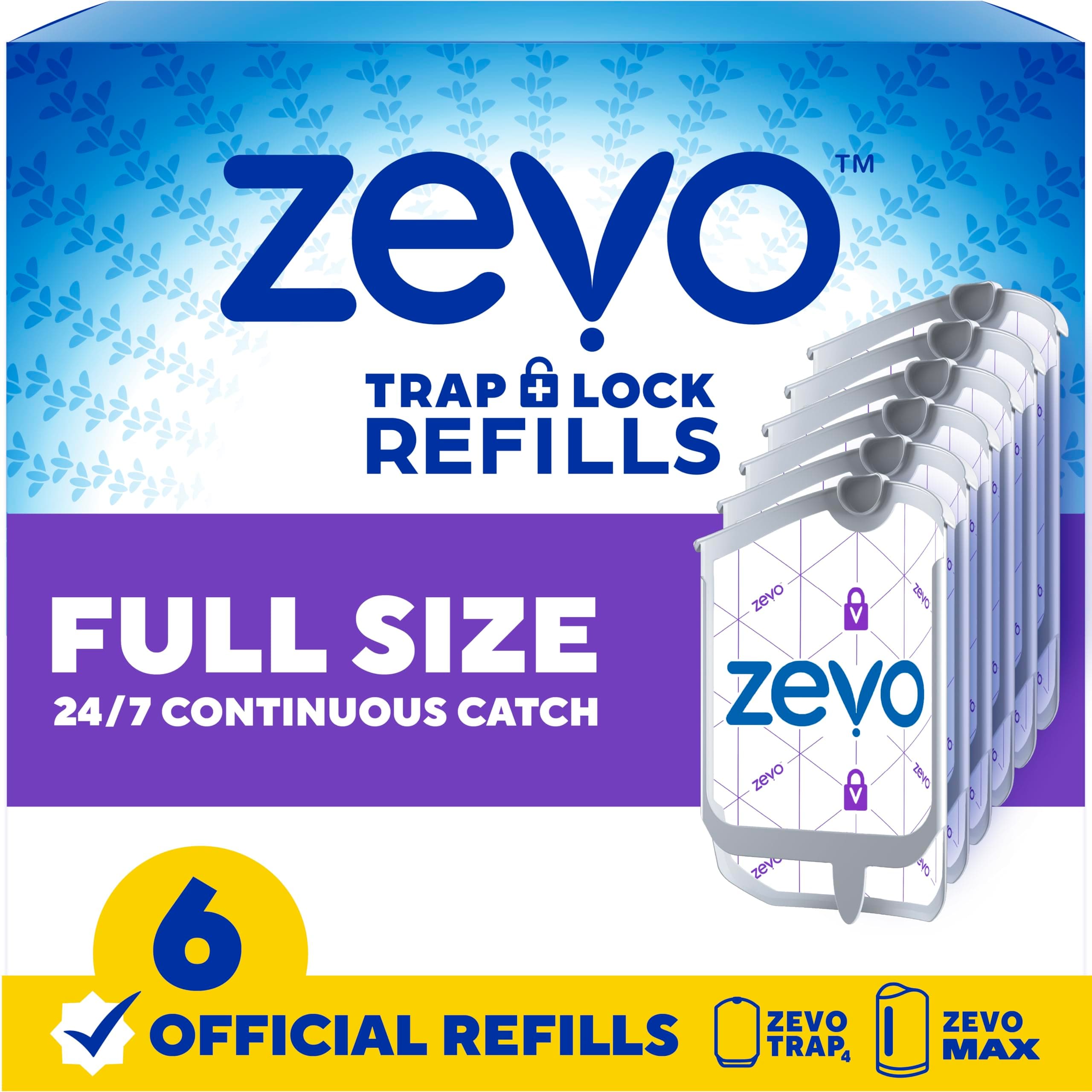 Zevo Flying Insect Trap Refill Cartridges for Fruit Flies & Gnats, 6 Count