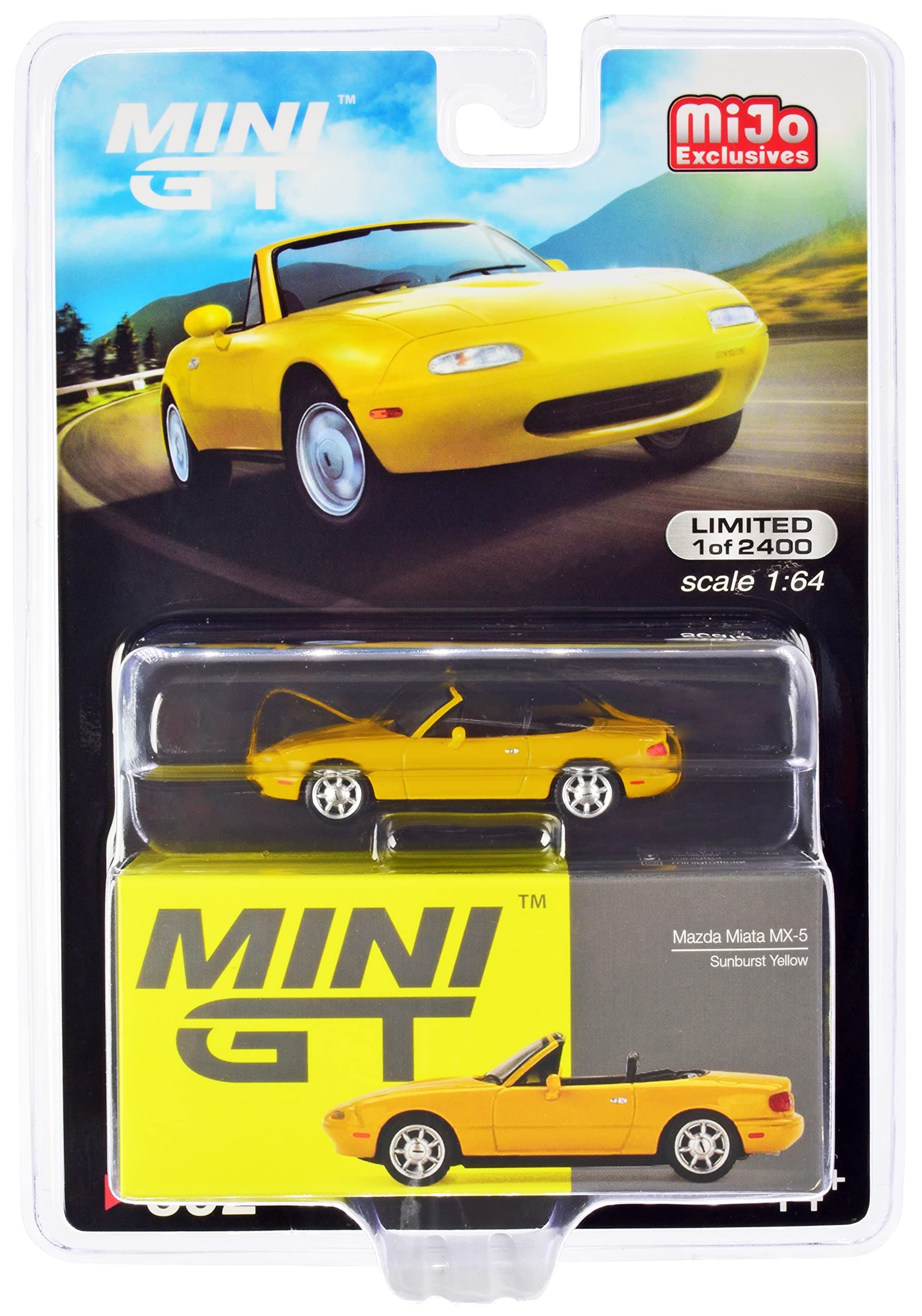 Mazda Miata MX-5 (NA) Convertible Sunburst Yellow Limited Edition to 2400 Pieces Worldwide 1/64 Diecast Model Car by True Scale Miniatures MGT00392