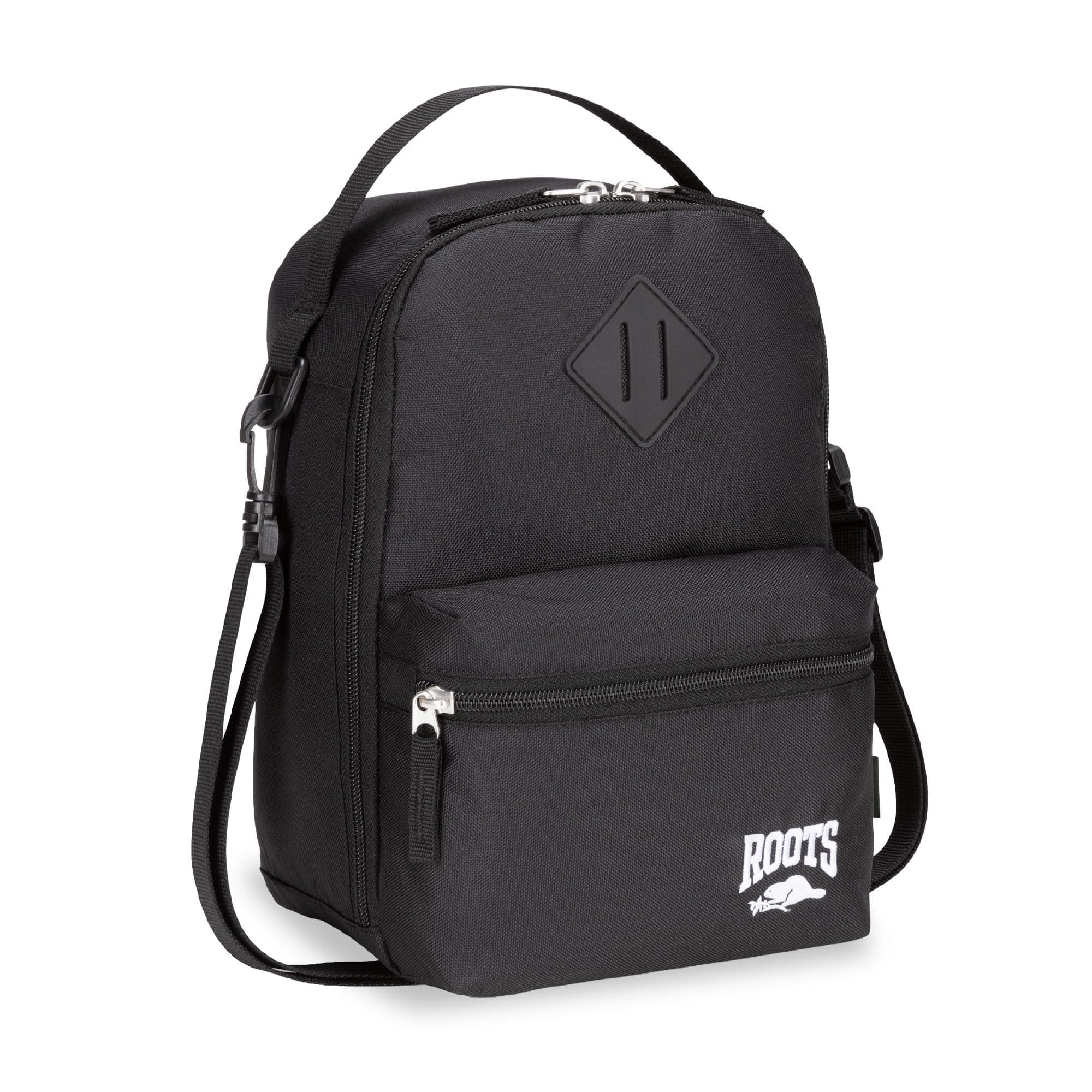 Roots Insulated Lunch Bag with Shoulder Strap, Black, 7L