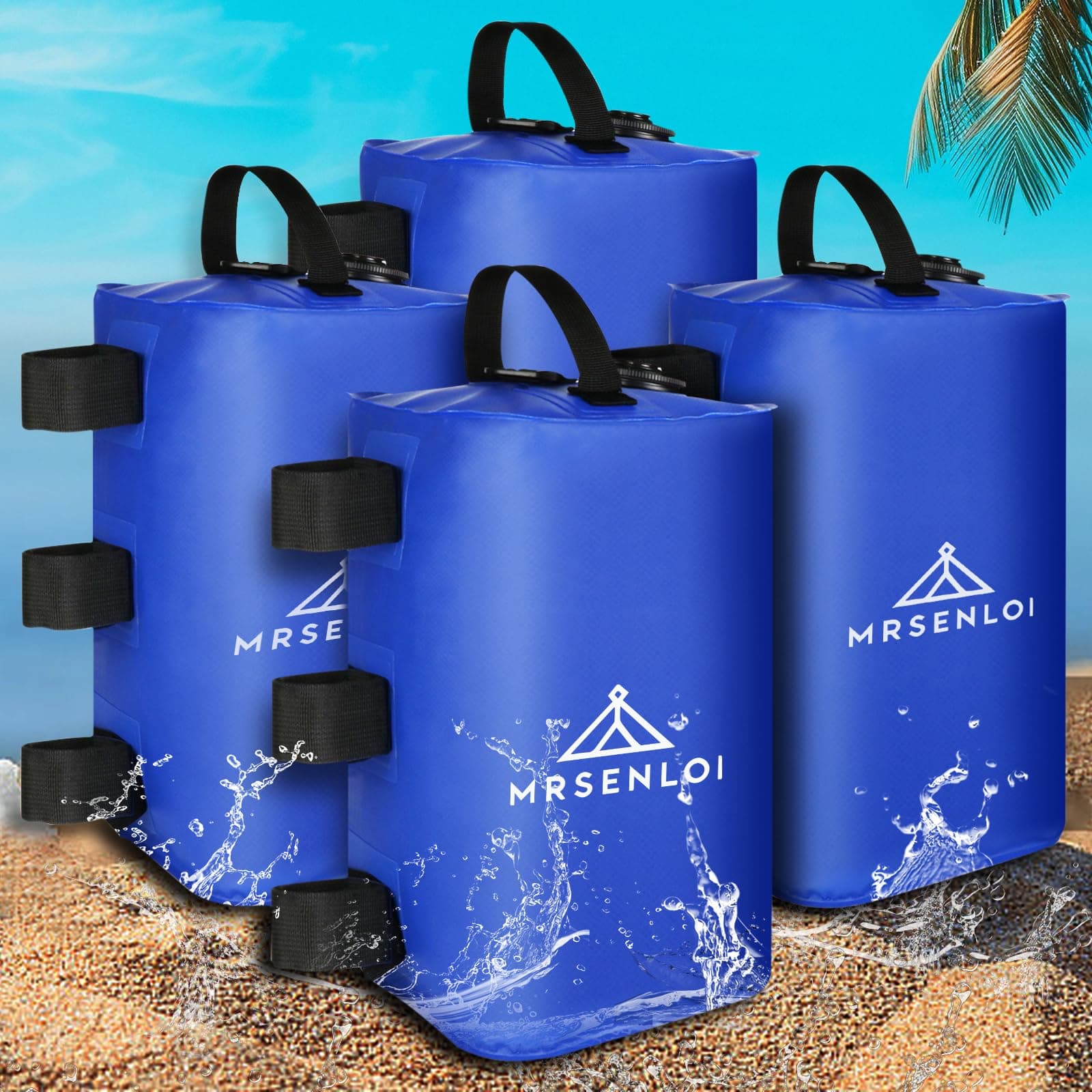 Mrsenloi Canopy Water Weight Bag, 4-Pack, Water Tent Weights Set, 4 Leg Weights for Gazebo, Pop-Up Canopy, Canopies, Tent (Blue 10L)