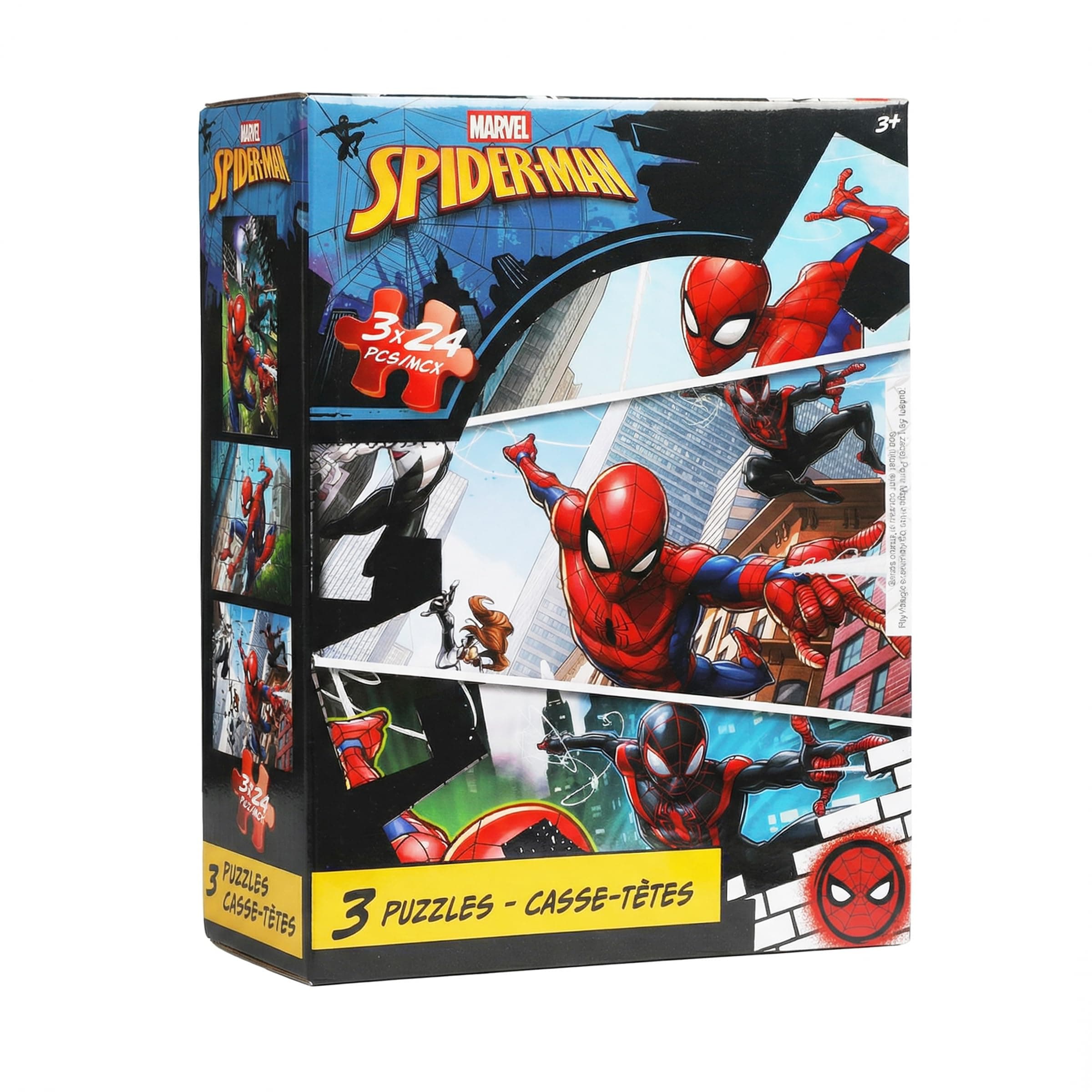 3-Pack Puzzles- Spider-Man 2026-3 x 24-Piece Jigsaw Puzzles for Preschoolers Ages 3 and up