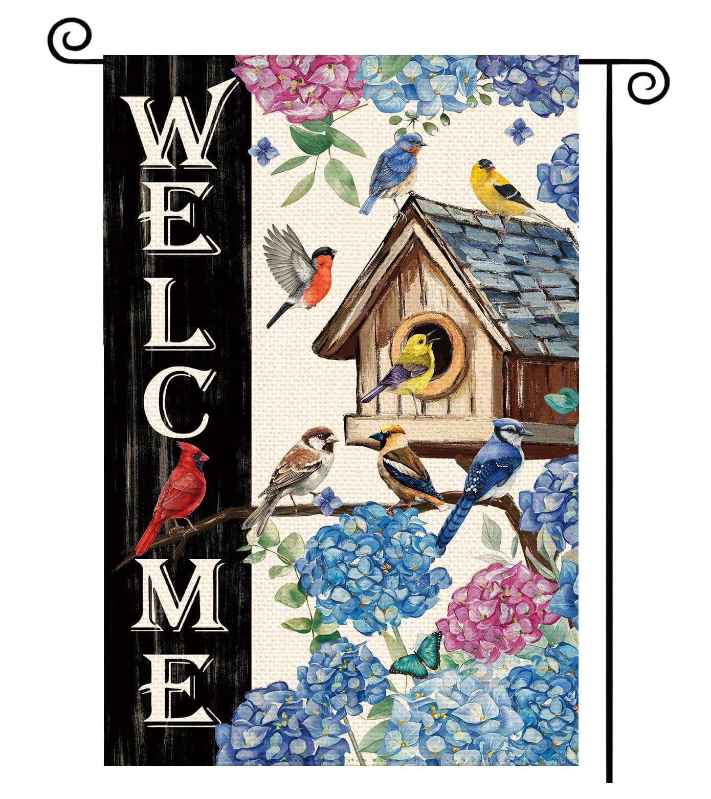 Tikeciti Blue Hydrangea Birdhouse Garden Flag Double Sided Small Yard Flags