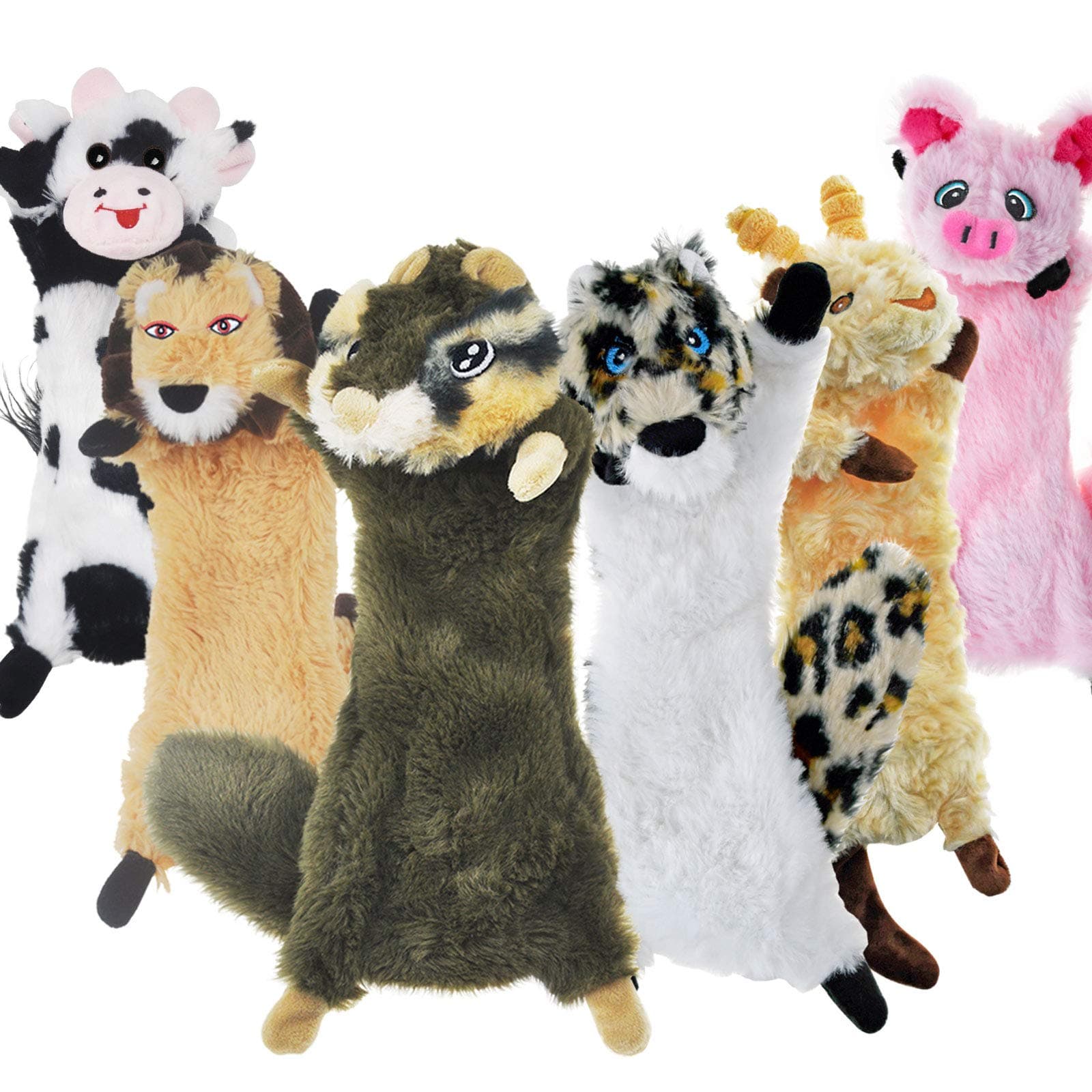 SHARLOVY Dog Squeaky Toys No Stuffing 6 Pack Dog Toys Crinkle Dog Toys for Small Dogs Durable Dog Chew Toys Plush Cute Animals Natural Puppy Toys for Teething