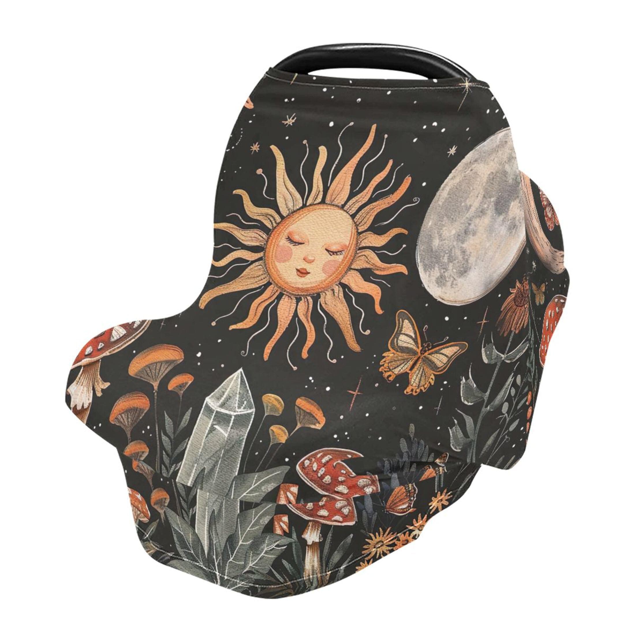 xigua Sun Moon and Stars Breathable Car Seat Covers for Babies Newborns, Multi-Purpose Baby Car Seat Covers & Breastfeeding Scarf, Newborn Essentials Baby Shower Gifts