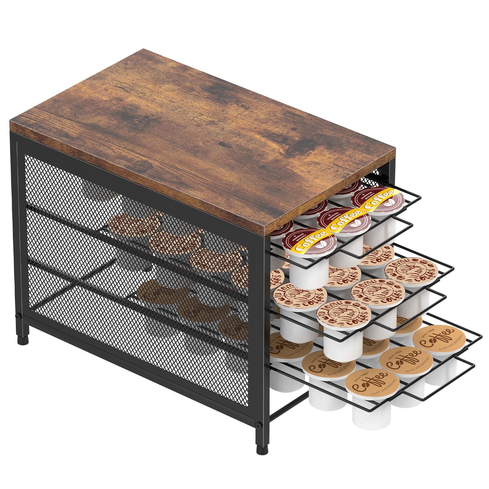 NANANARDOSO Coffee Pod Holder For Counter, 3 Tier Coffee Pod Drawer for Keurig Pod Storage Drawer Holder, 54 Capacity Pods Storage Organizer Cups Capsule with Sliding Baskets for Coffee Station