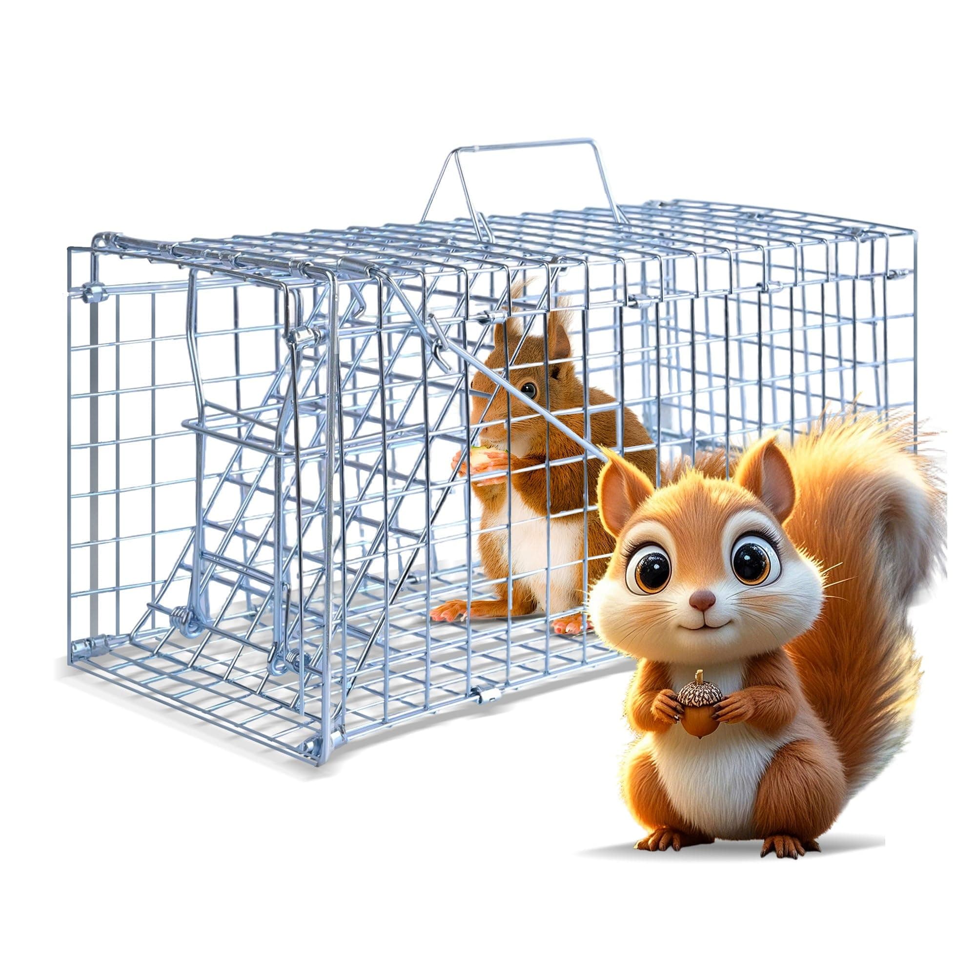 Humane Live Animal Cage Trap, Heavy Duty Squirrel Trap for Small Wildlife