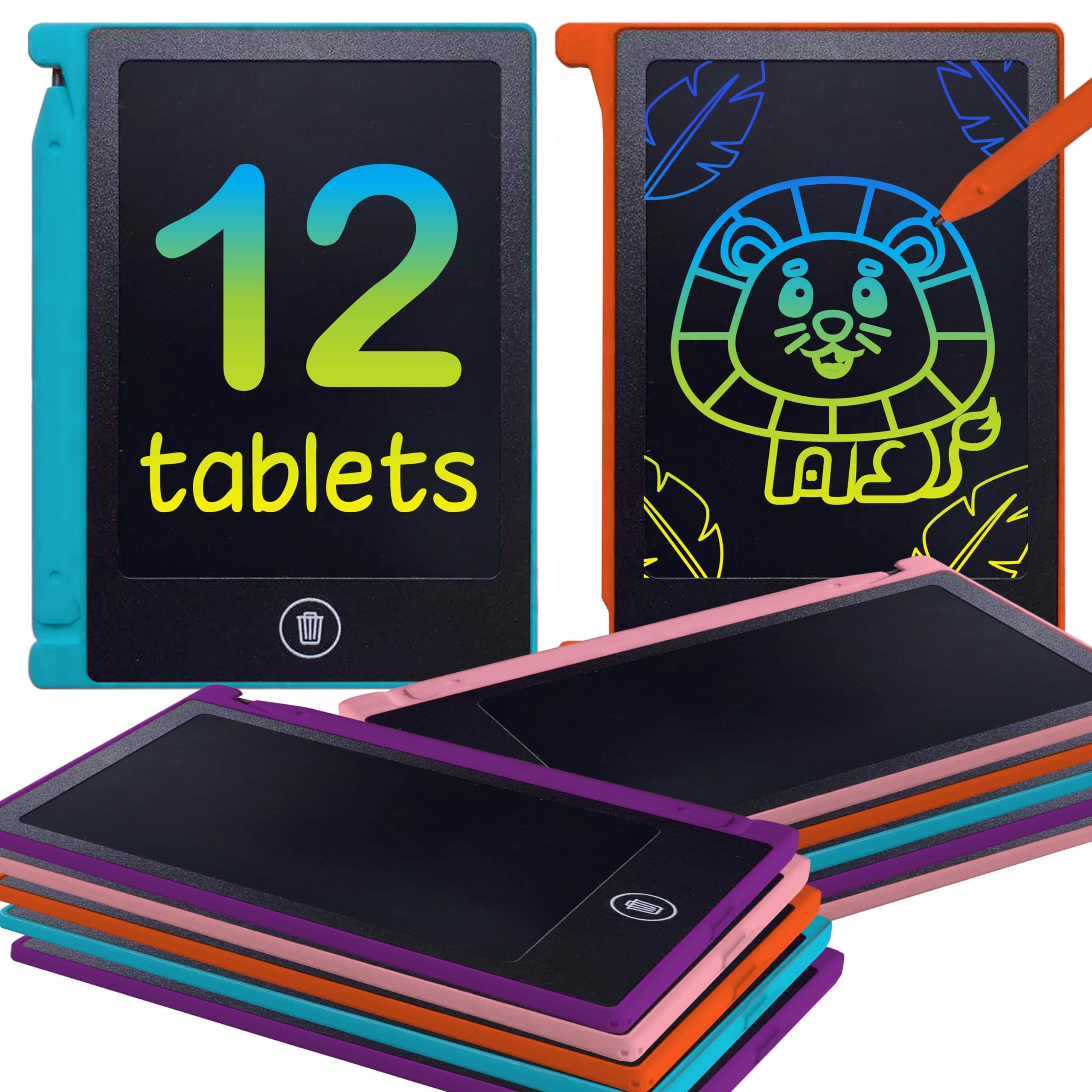 Mini LCD Writing Tablet for Kids, 12 Pack – 4.5 Inch Mini Drawing Board. Fun and Educational for Kids that Sketch and Doodle. Perfect Party Favor, Goodie Bag and Gift Bag Filler, School Prize Or Gift