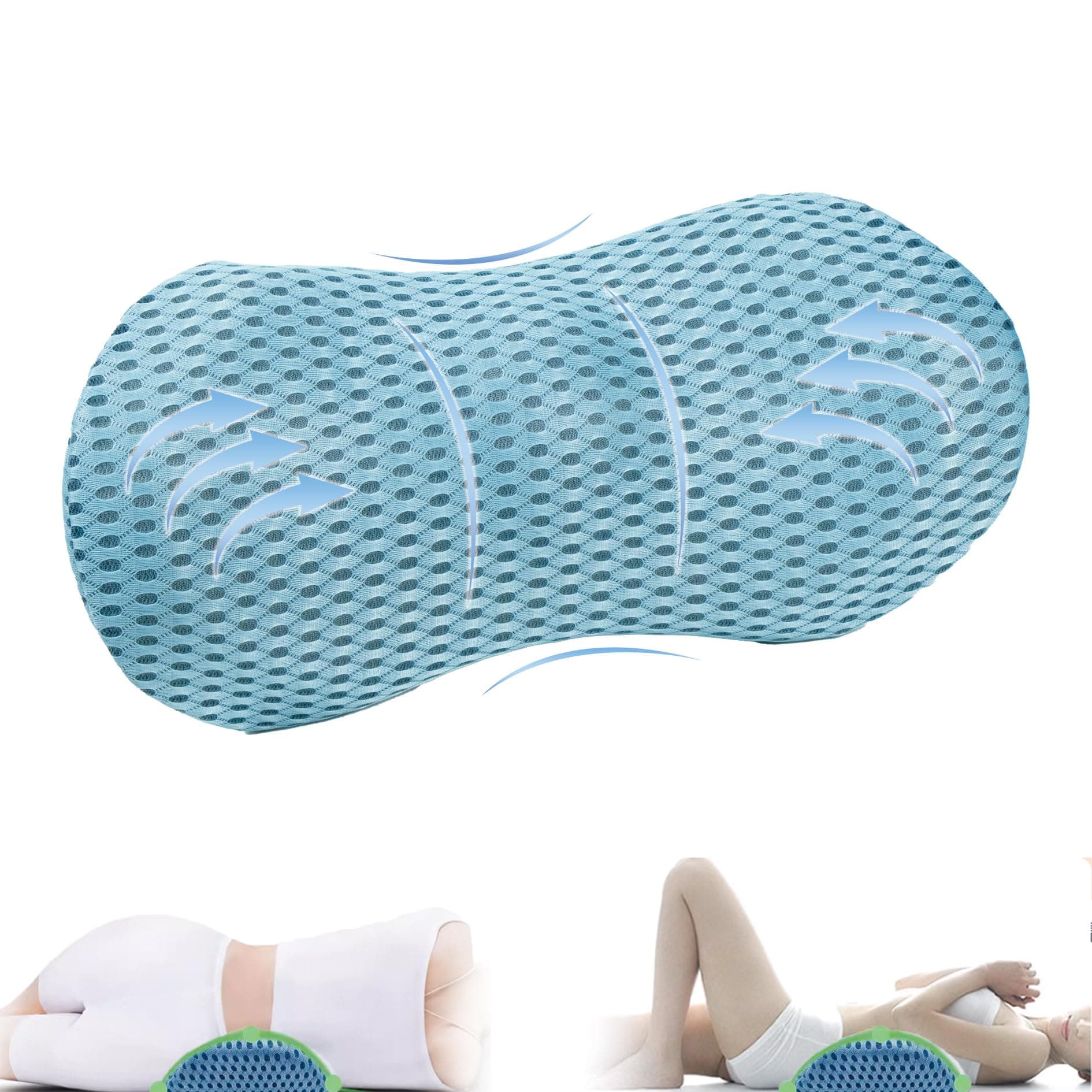 NJXMDR Please Look for The Brand DRWH! Ergonomic Memory Foam Lumbar Pillow–Back Support Cushion for Sleeping,Office Chairs,Beds,and Cars–Removable & Breathable Cover (Blue)