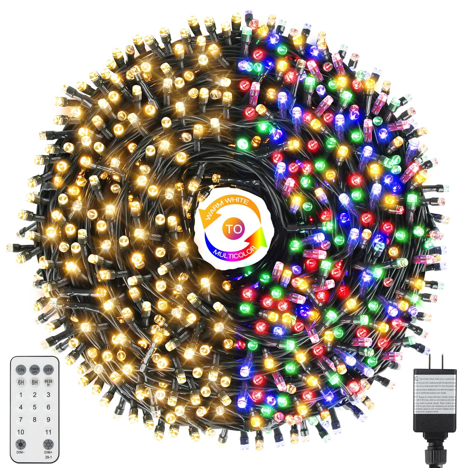 Tcamp Color Changing Christmas Lights 170FT 500 LED Christmas Tree Lights