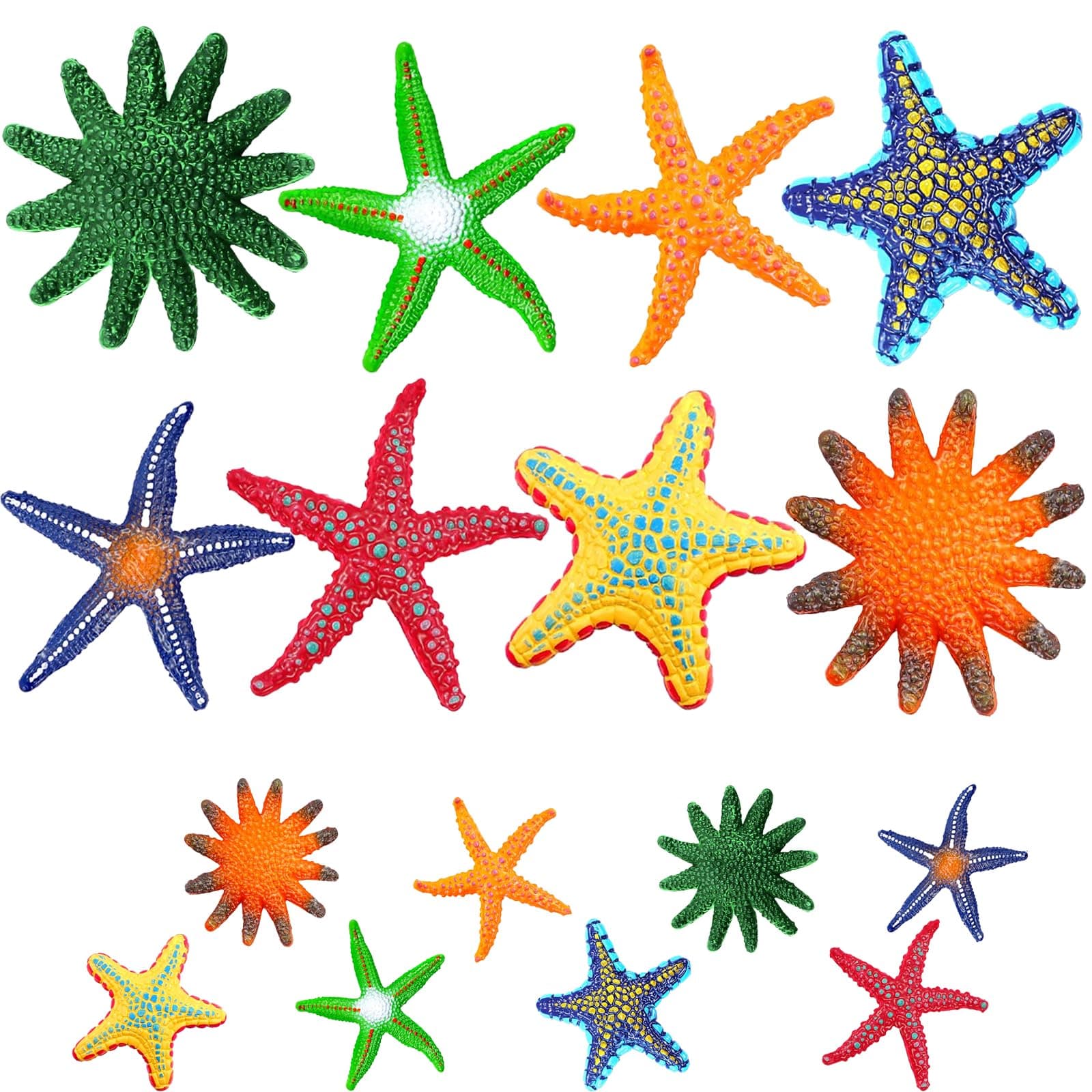 WZXJZTCY 16 Pcs Diving Toys Pool Toy Colorful Starfish Toys with, Soft Summer Swim Toys Set Dive Throw Toys for Kids Underwater Swimming Toy for Pool Party(2 Sizes)