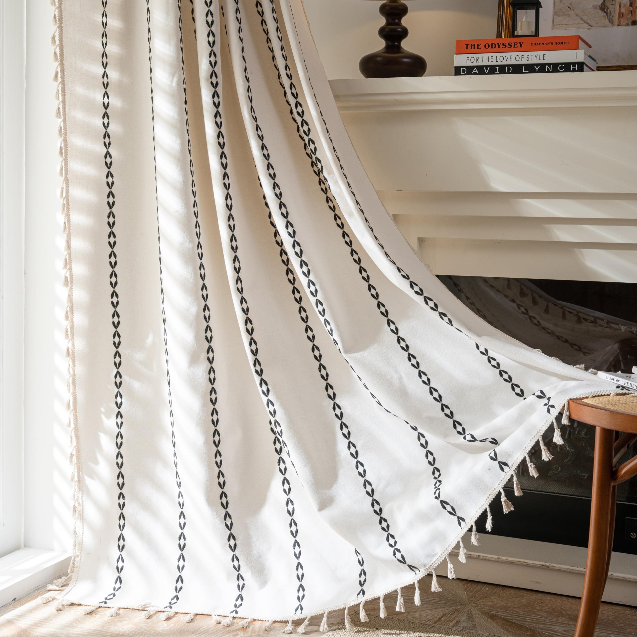 Sutuo Home Boho Pencil Pleat Curtains for Bedroom Living Room Opaque Rustic Semi Blackout Curtains Country Home Decor Halloween Rod Pocket Curtains 1 Panel W52 x L96 Inch
