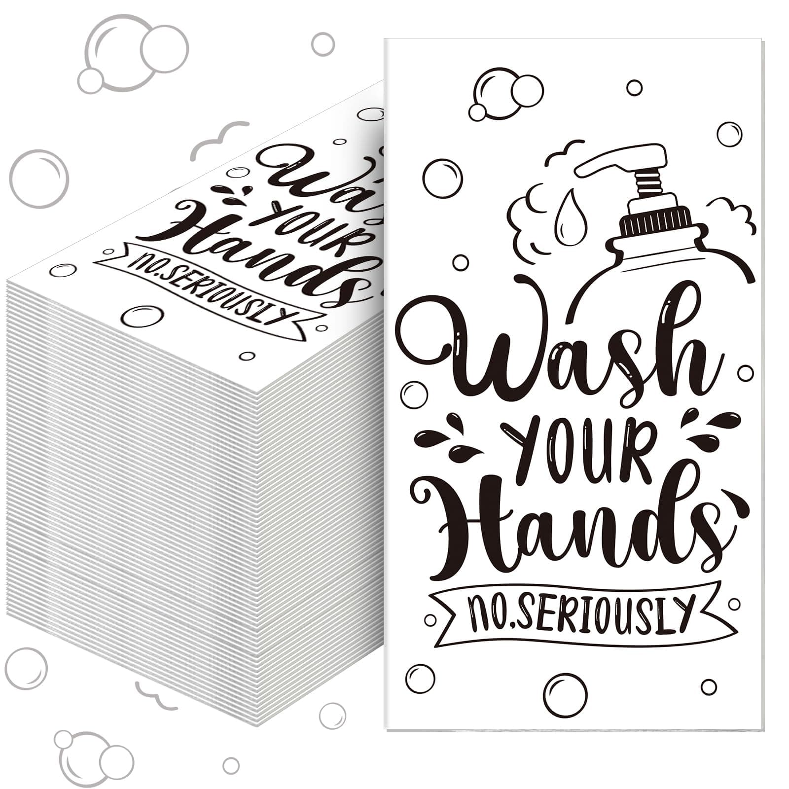 Seajan 200 Packs Bathroom Paper Napkins Disposable Bathroom Paper Bathroom Guest Hand Towels Decorative Bathroom Paper Napkins for Hostess Gifts Shower Spa Wedding Birthday Party Supply (Hands)