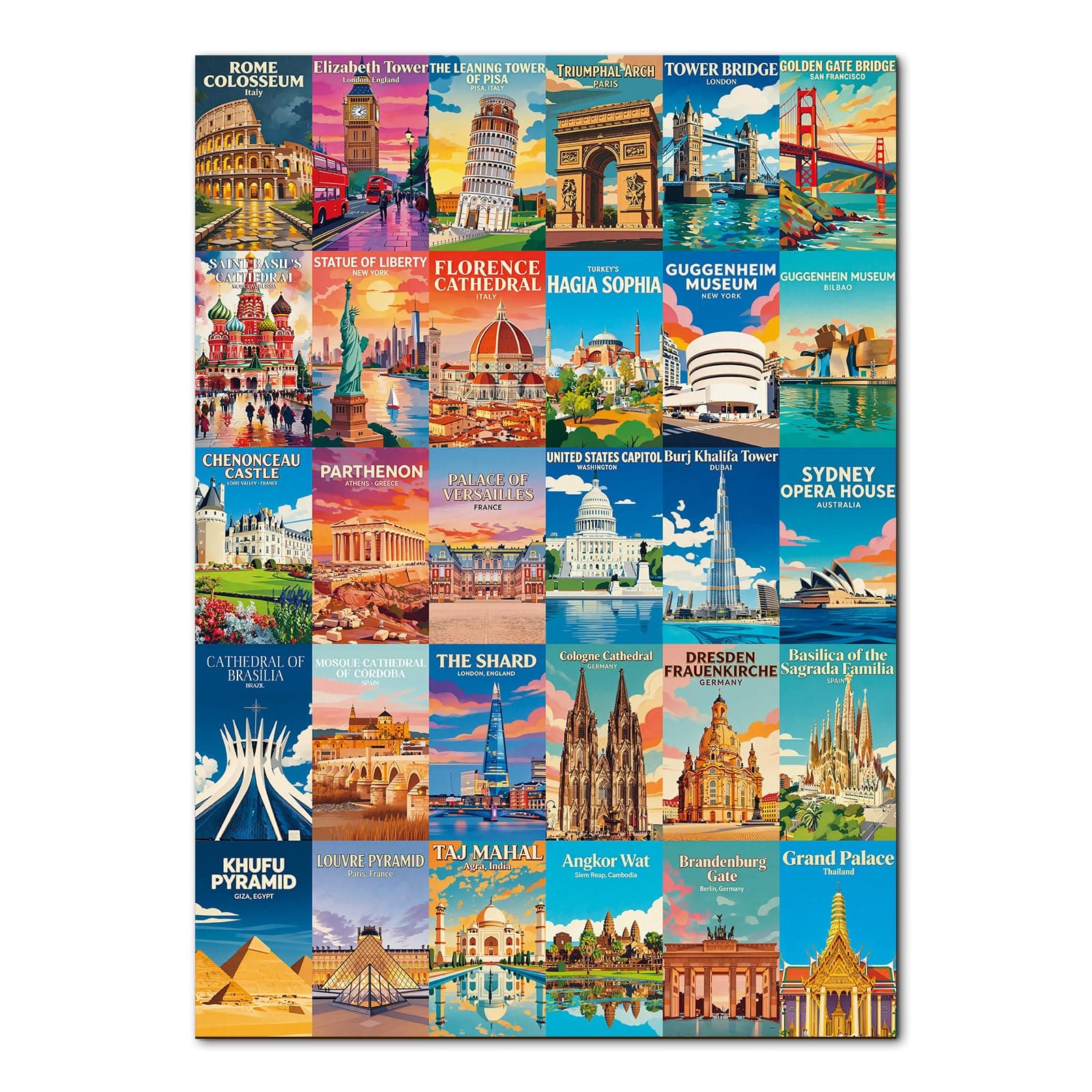 Kaayeewood Puzzles for Adults 1000 Pieces World Architectural Wonders Jigsaw Puzzle 1000 Piece Rectangular Impossible Hard Challenging Puzzle Gifts for Home Decor Landscape Puzzles 14+