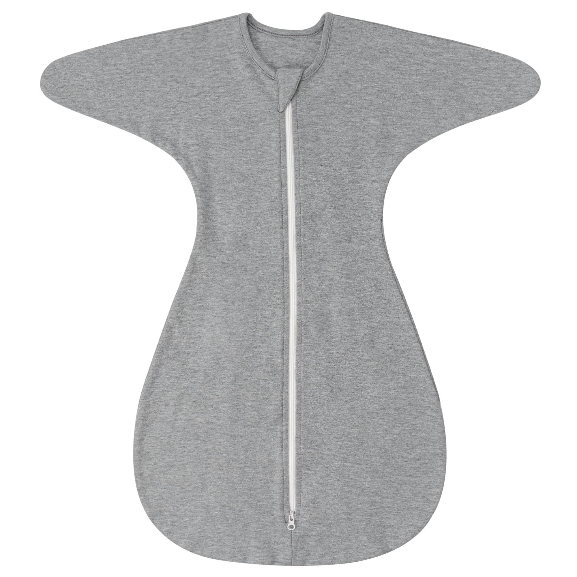 ZIGJOY Shark-Fin Transition Swaddle - 1.0 Tog Baby Sleep Sack 3-6 Months Soft Cotton Transitional Baby Wearable Blanket with 2-Way Zipper for All Seasons, Grey, Medium