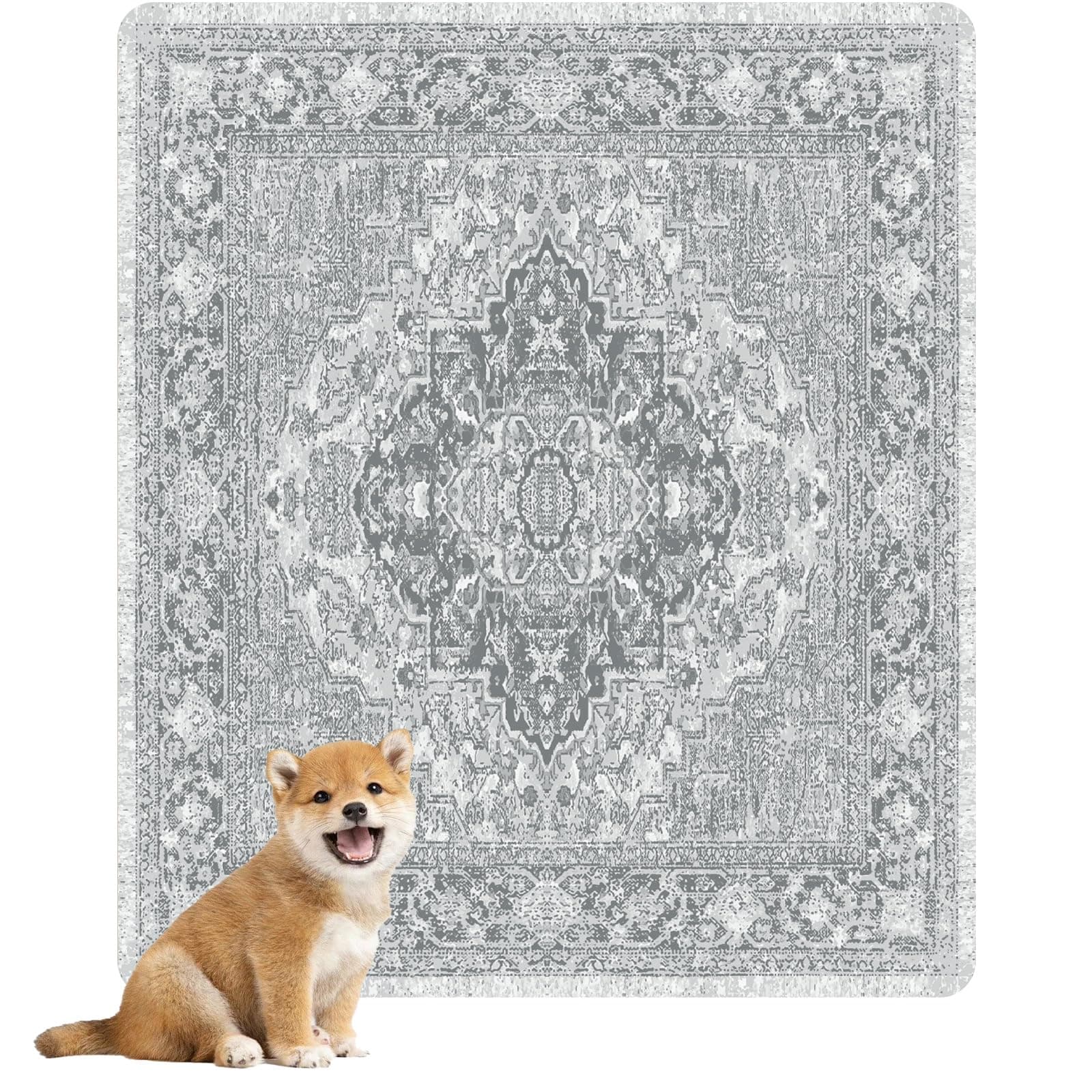 nunubaby Washable Pee Pads for Dogs, Stylish, Non-Slip and Leak-Proof Pee Pads. Reusable Potty Pads for Dogs for Crates and Floors.(Gray/Geo,31" x36" )