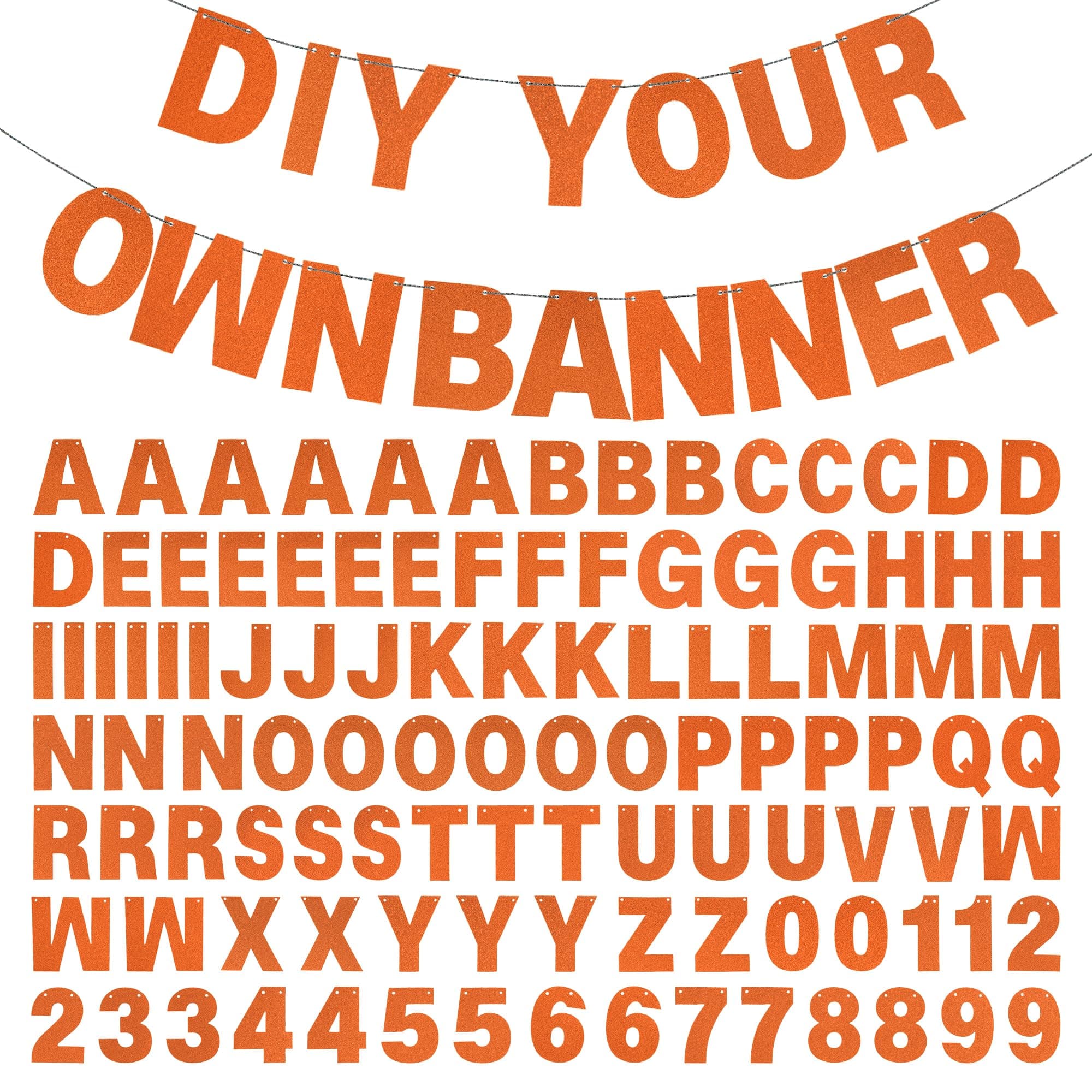 DIY Banner Kit with Letters Glitter Banner Letters Customizable Birthday Banners Graduation Banner Custom Party Hanging Banner for Graduation Wedding Party Baby Shower Decoration(Orange)