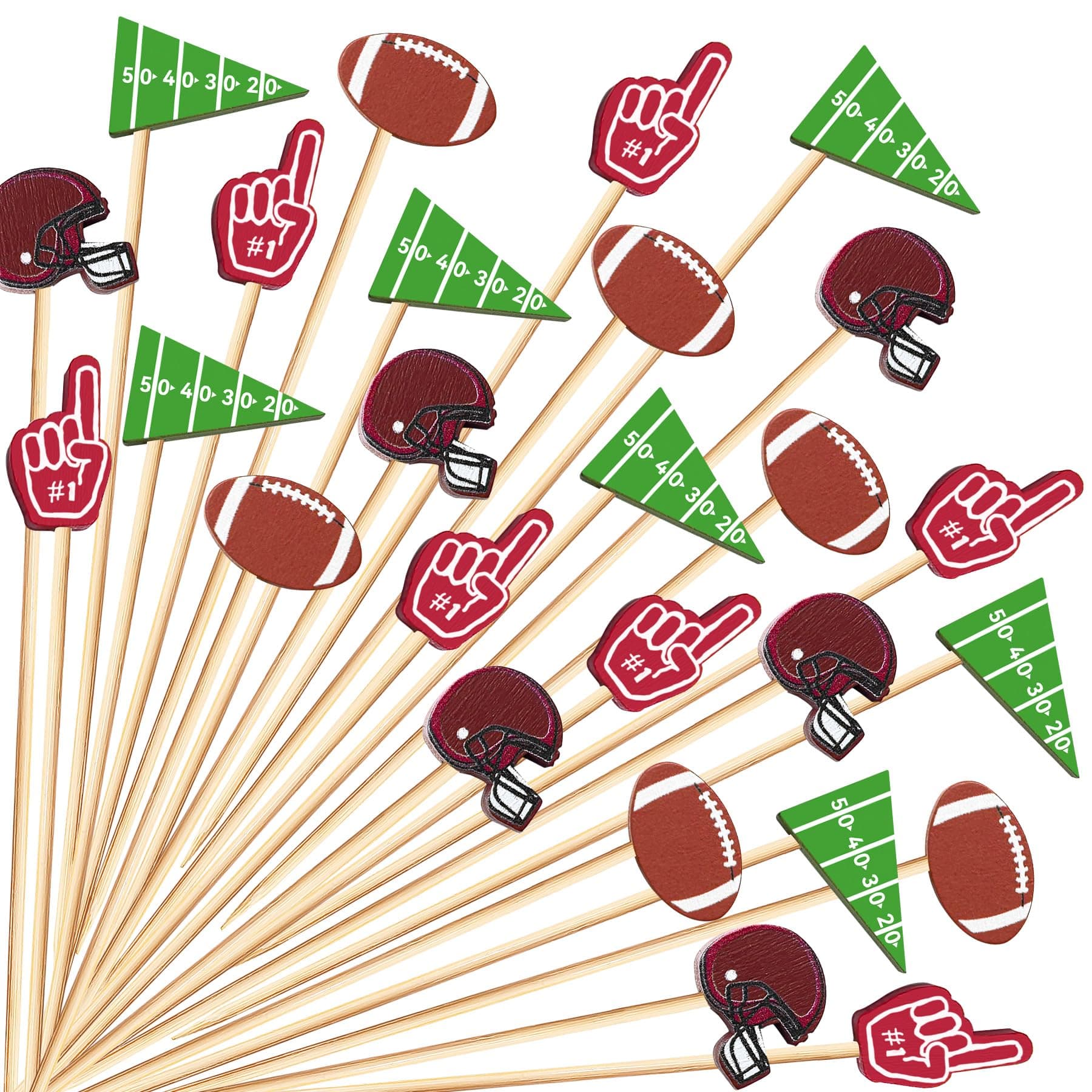 100 Pcs Football Cocktail Picks 4.7 Inch Decorative Sports Ball Football Picks for Appetizers Fruit Toothpicks Fruits Sandwich Buffets Party Decoration(Football)