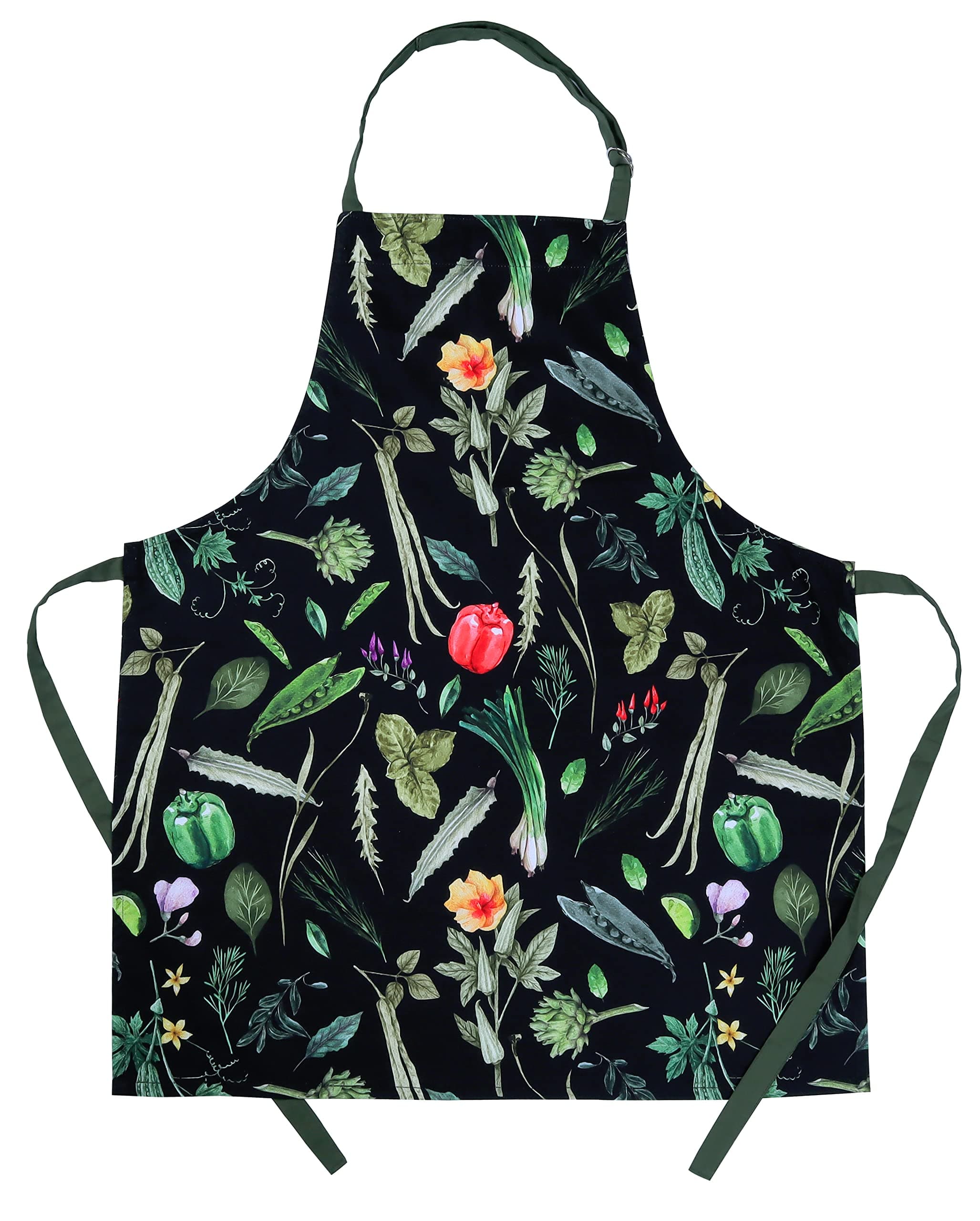 AMOUR INFINI Cotton Kitchen Apron with Adjustable Strap & Waist Ties Reusable Spring Aprons for Baking, Cooking, Gardening (27.5 x 33 Inches - My Garden Apron)