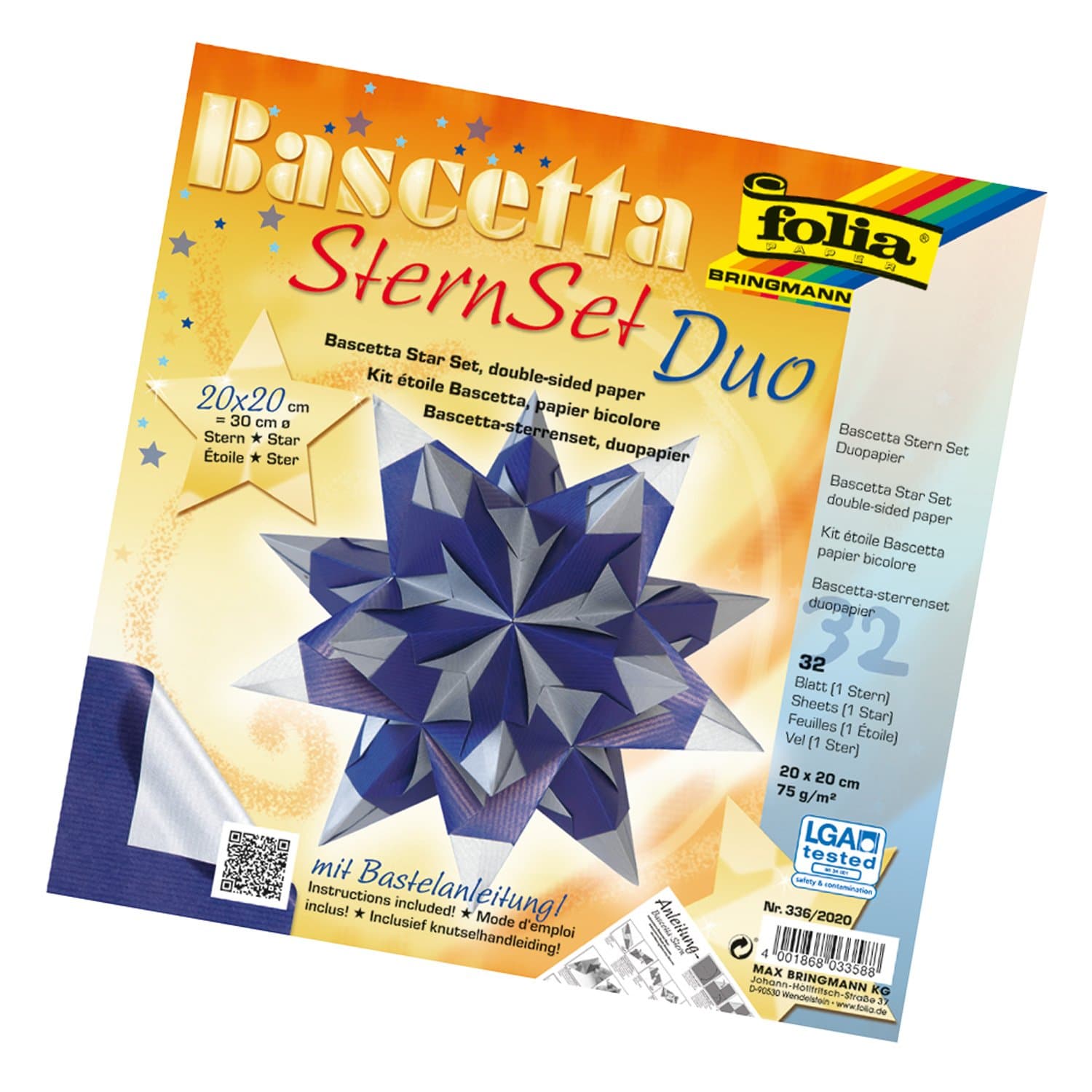 Folia Bringmann Bascetta Star Set/Two Colours / 20 x 20 cm/Diameter 30 cm