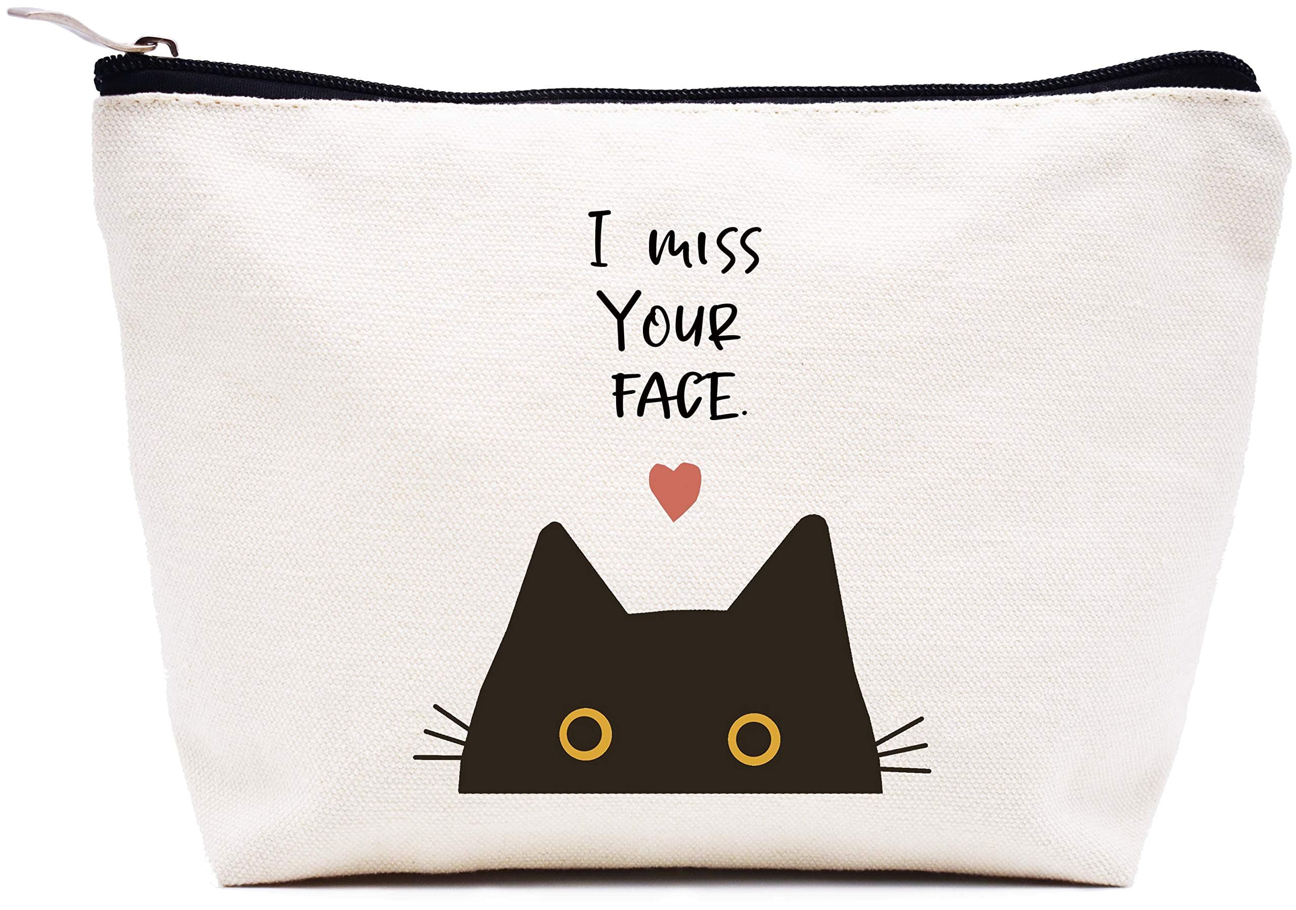 I Miss Your Face -Cat Lover Gift -Long Distance Friendship Gifts for Sisters Best Friends Bestie - Christmas Birthday Gifts - I Love You Gift for Wife Girlfriend - Makeup Bag Cosmetic Bag Travel Pouch