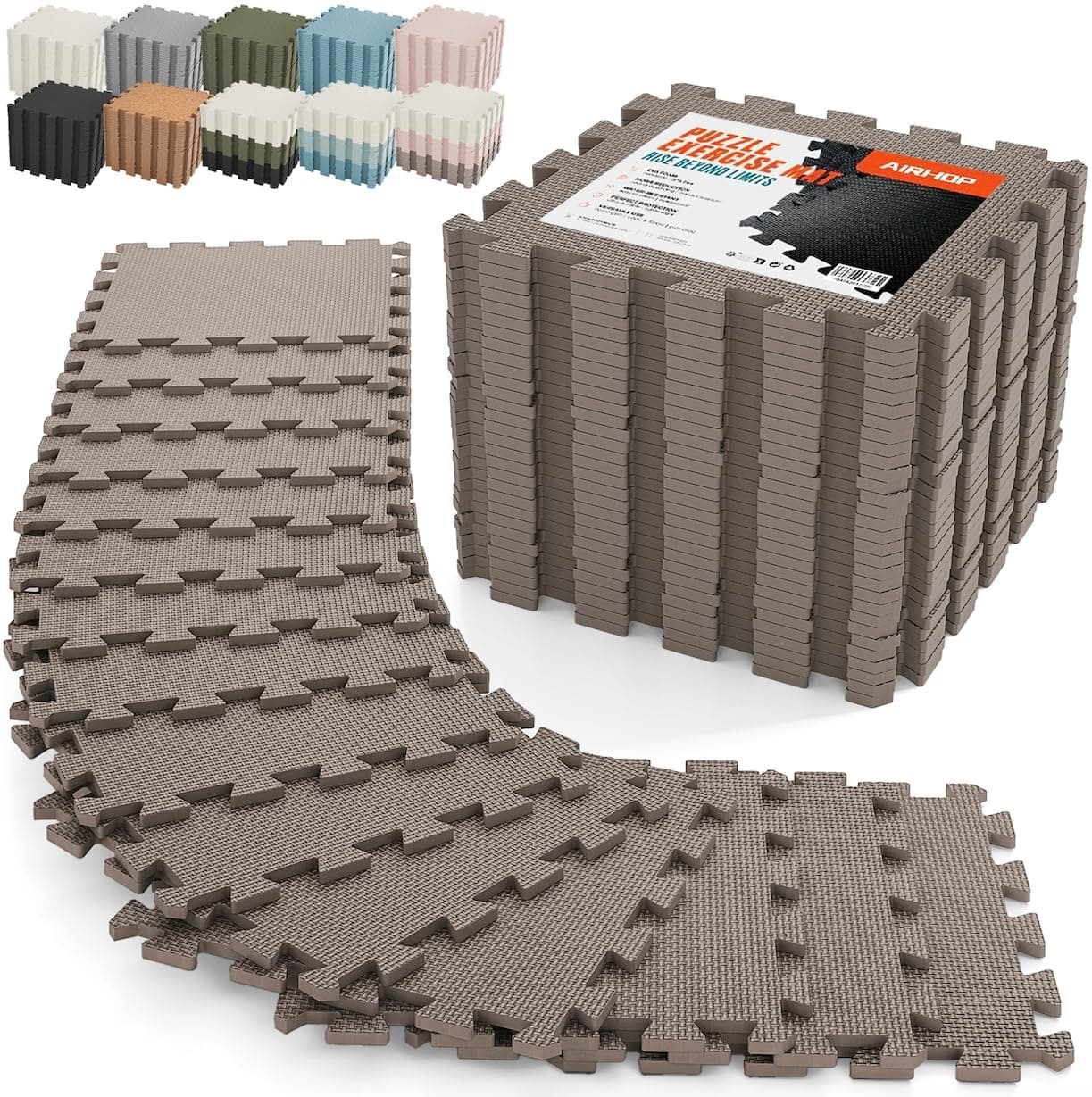 AIRHOP Interlocking Foam Mats, 12x12In Foam Floor Tiles for Home Workout