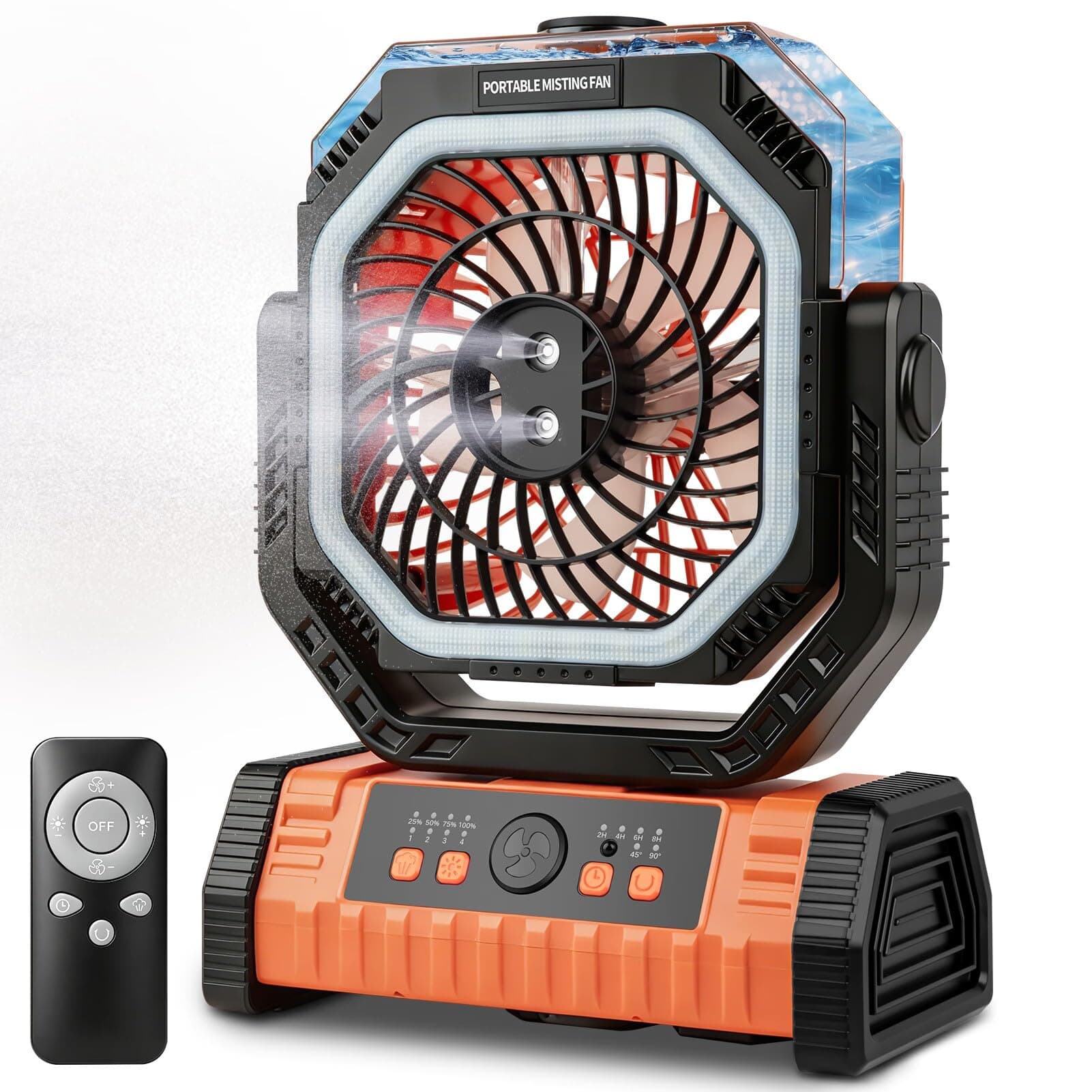 Lostrain Camping Fan with Mist, Rechargeable Portable Tent USB Desk Fans