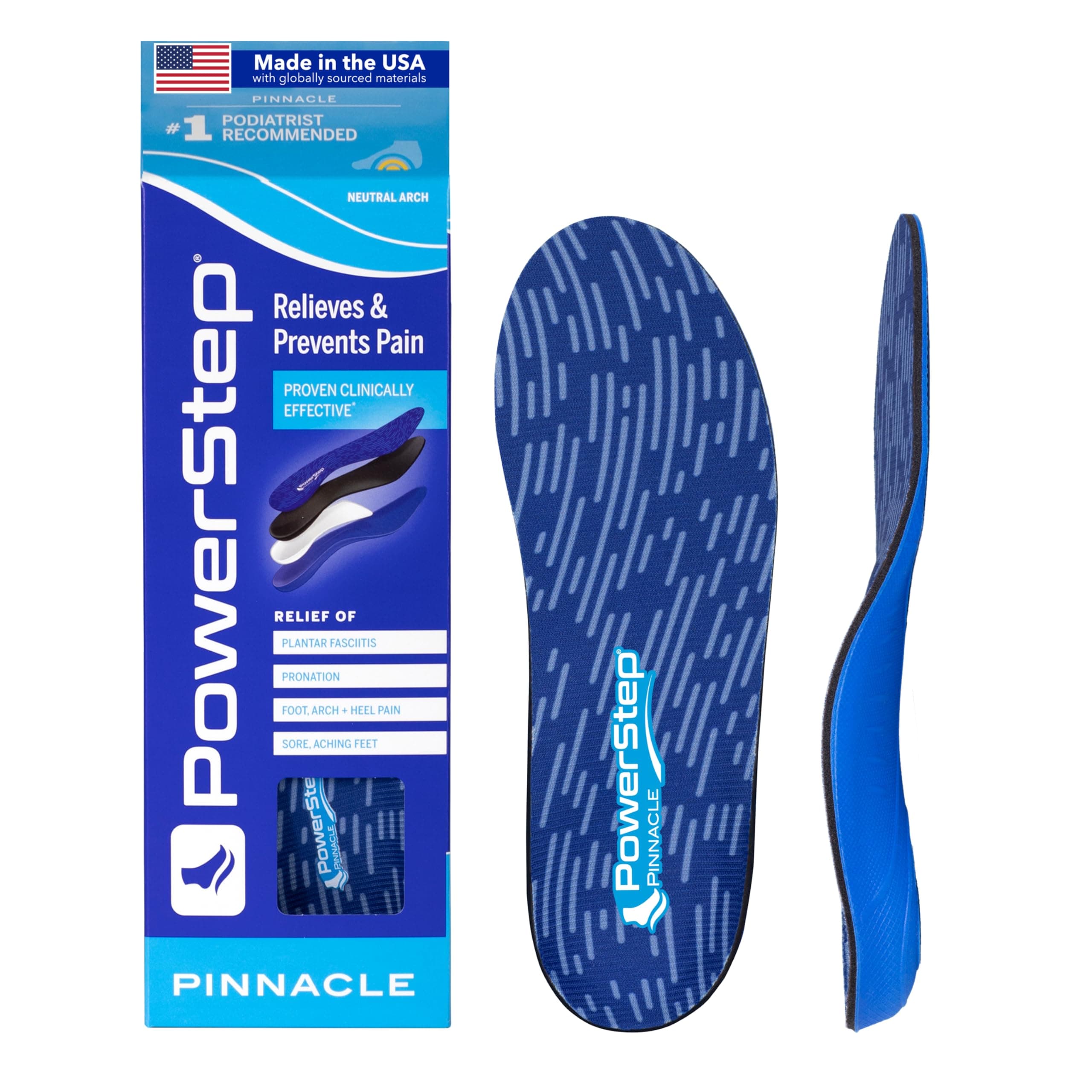 PowerStep Pinnacle Insoles, Plantar Fasciitis Relief (M 9-9.5, W 11-11.5)